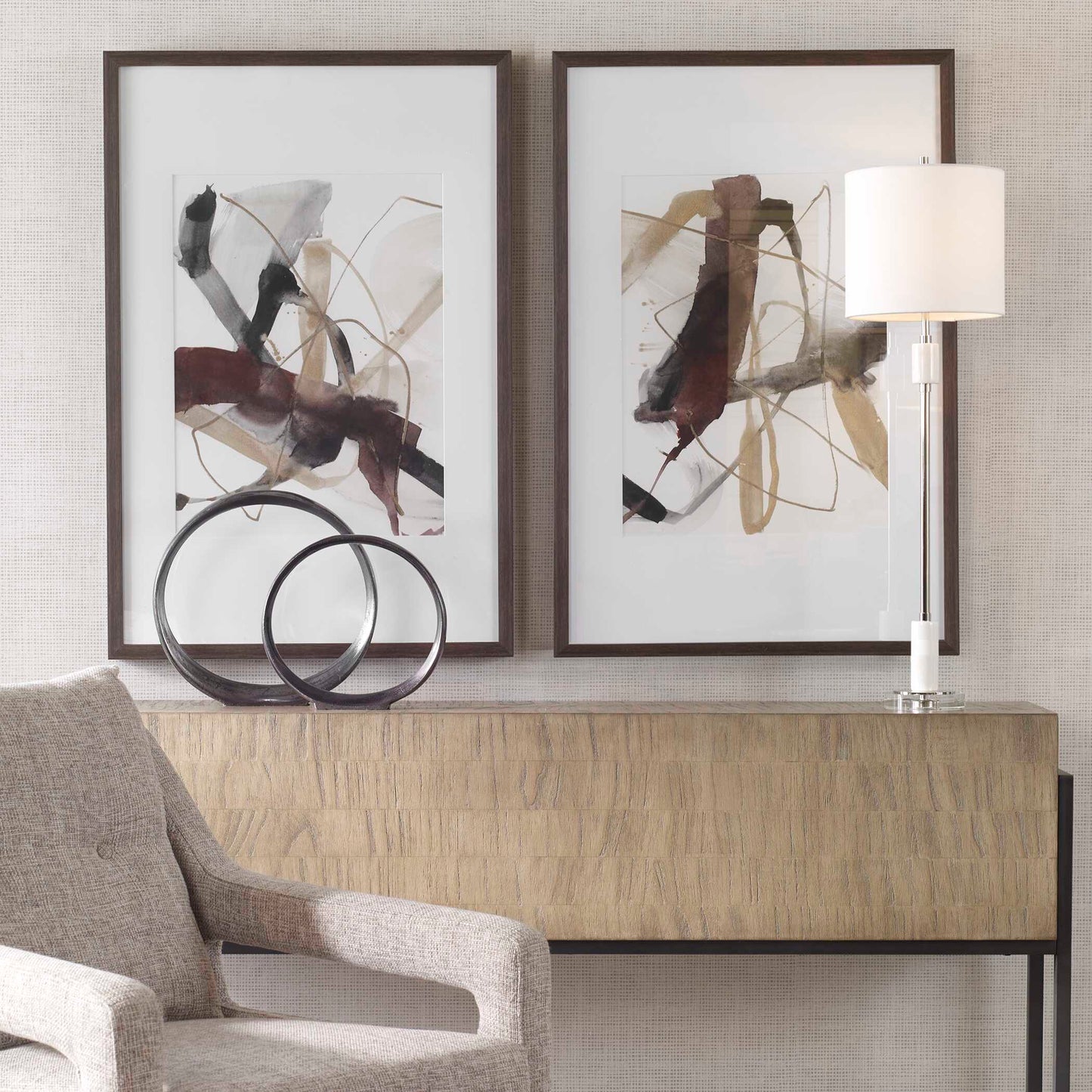 Uttermost Burgundy Interjection Abstract Prints Set/2