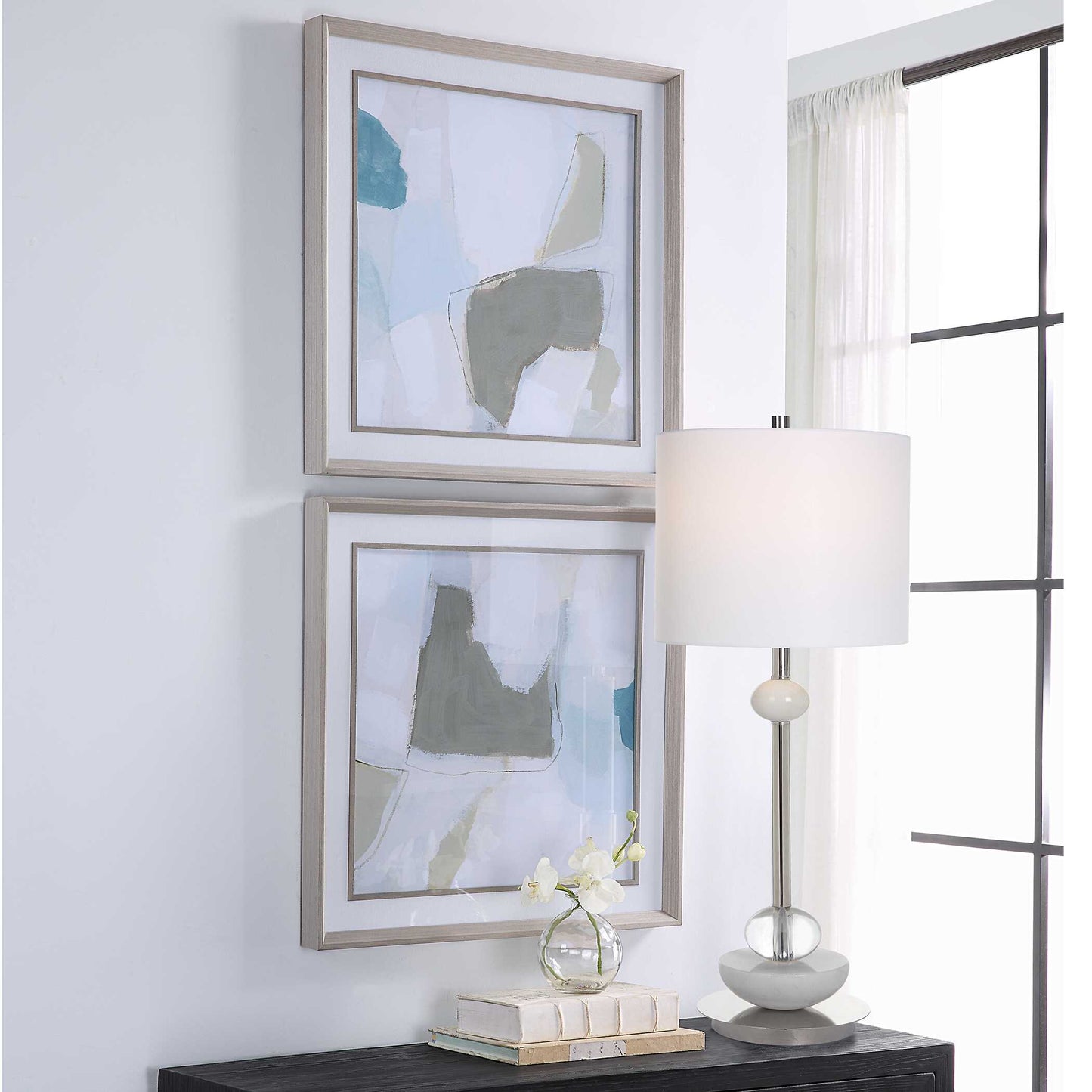 Uttermost Mist Shapes Framed Prints Set/2