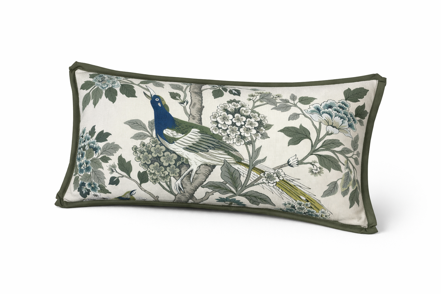 Hydrangea Bird Green Pillow