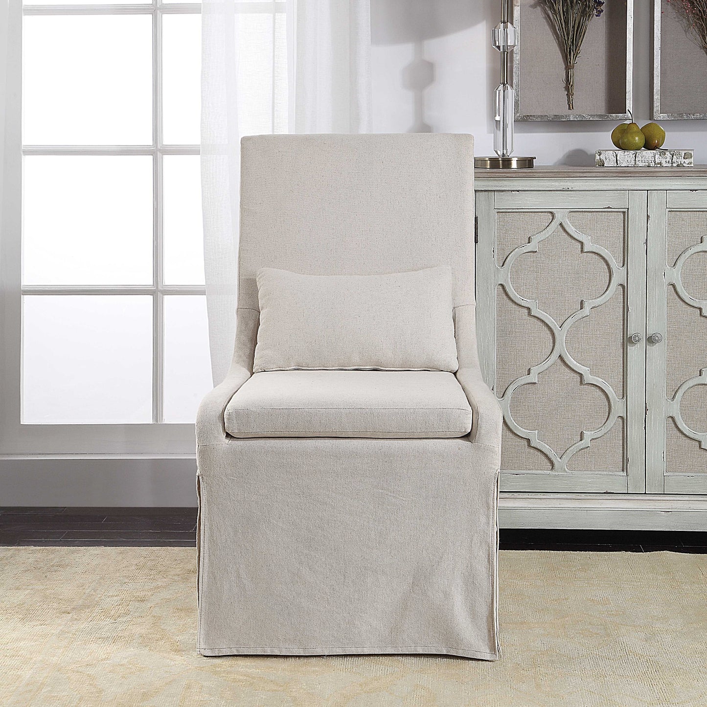 Uttermost Coley White Linen Armless Chair