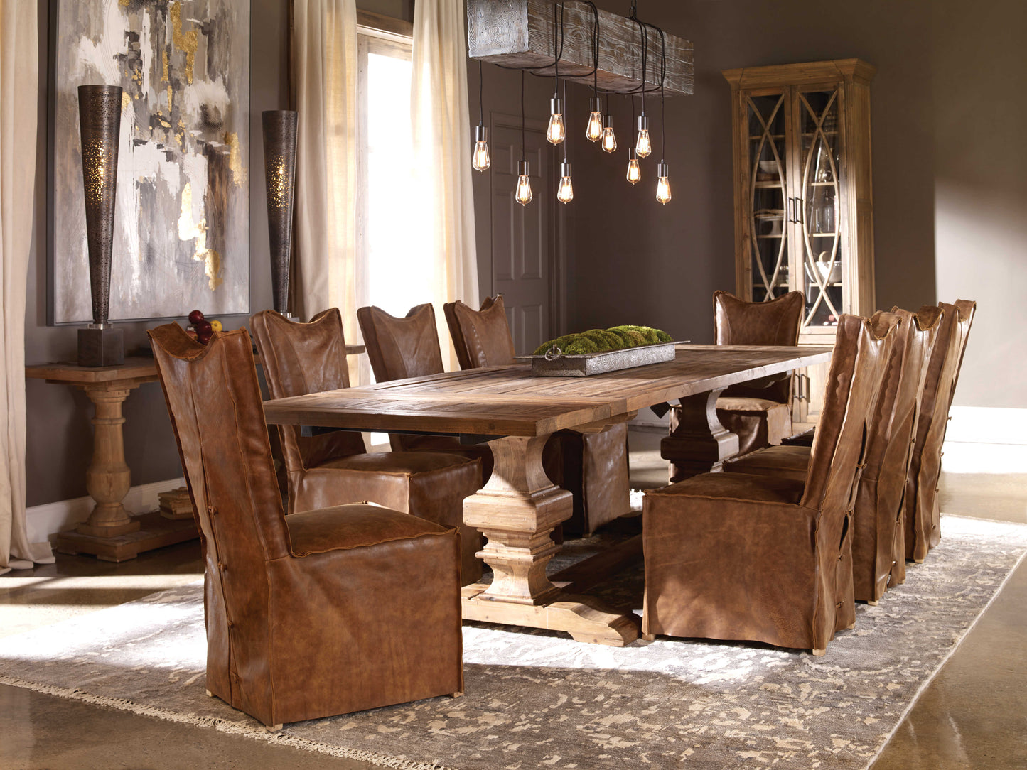 Uttermost Delroy Armless Chairs Cognac Set Of 2