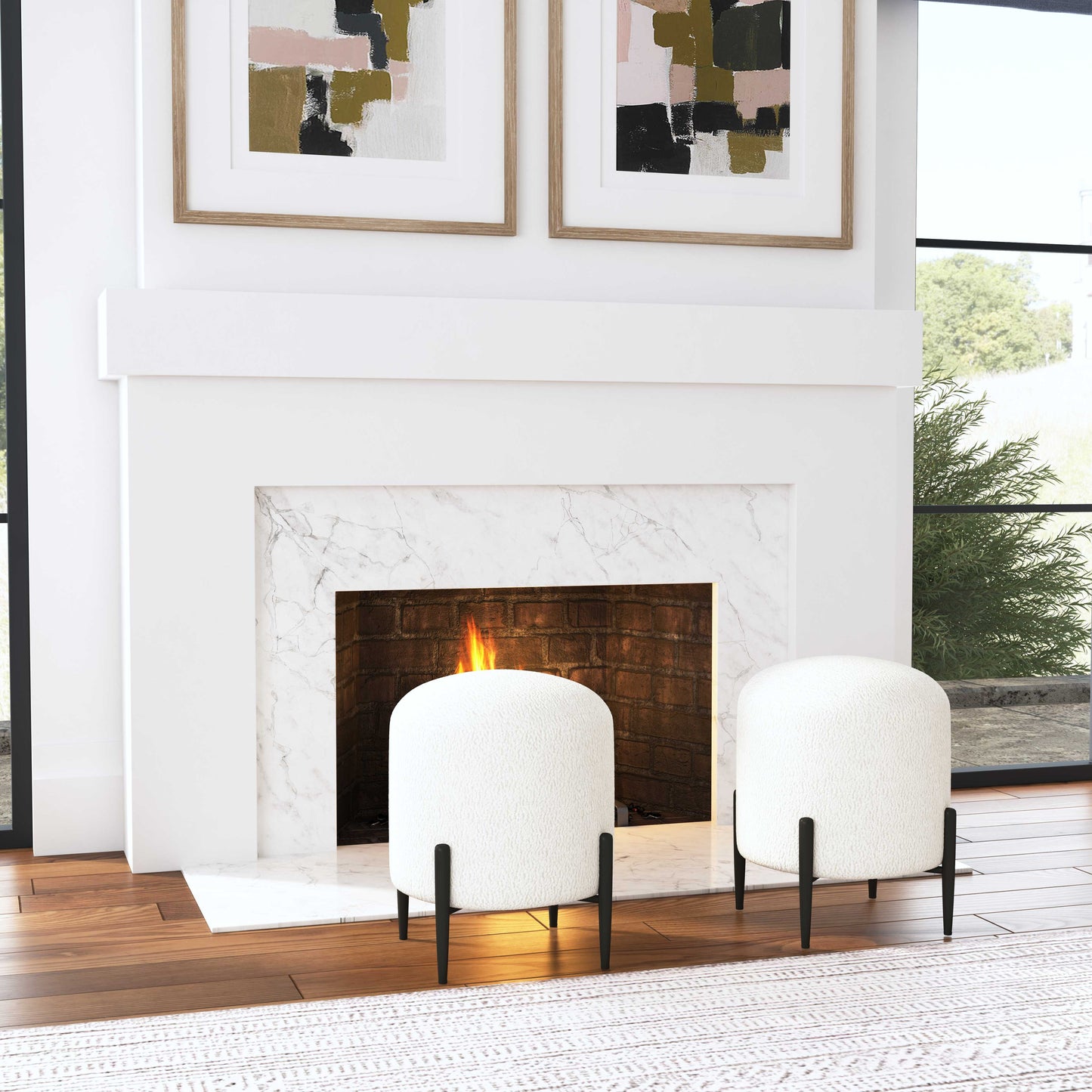 Uttermost Arles White Shearling Ottoman