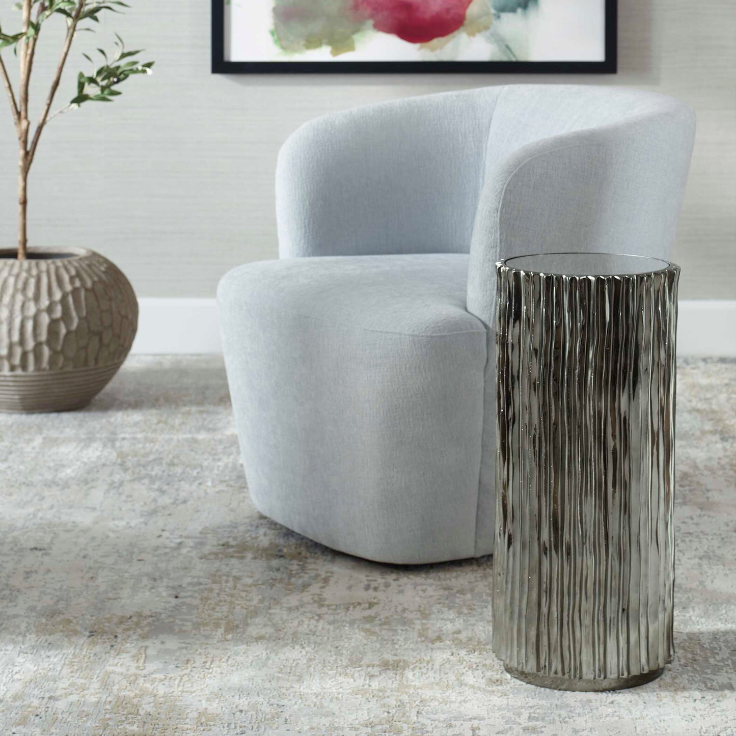 Uttermost Echo Modern Nickel Drink Table