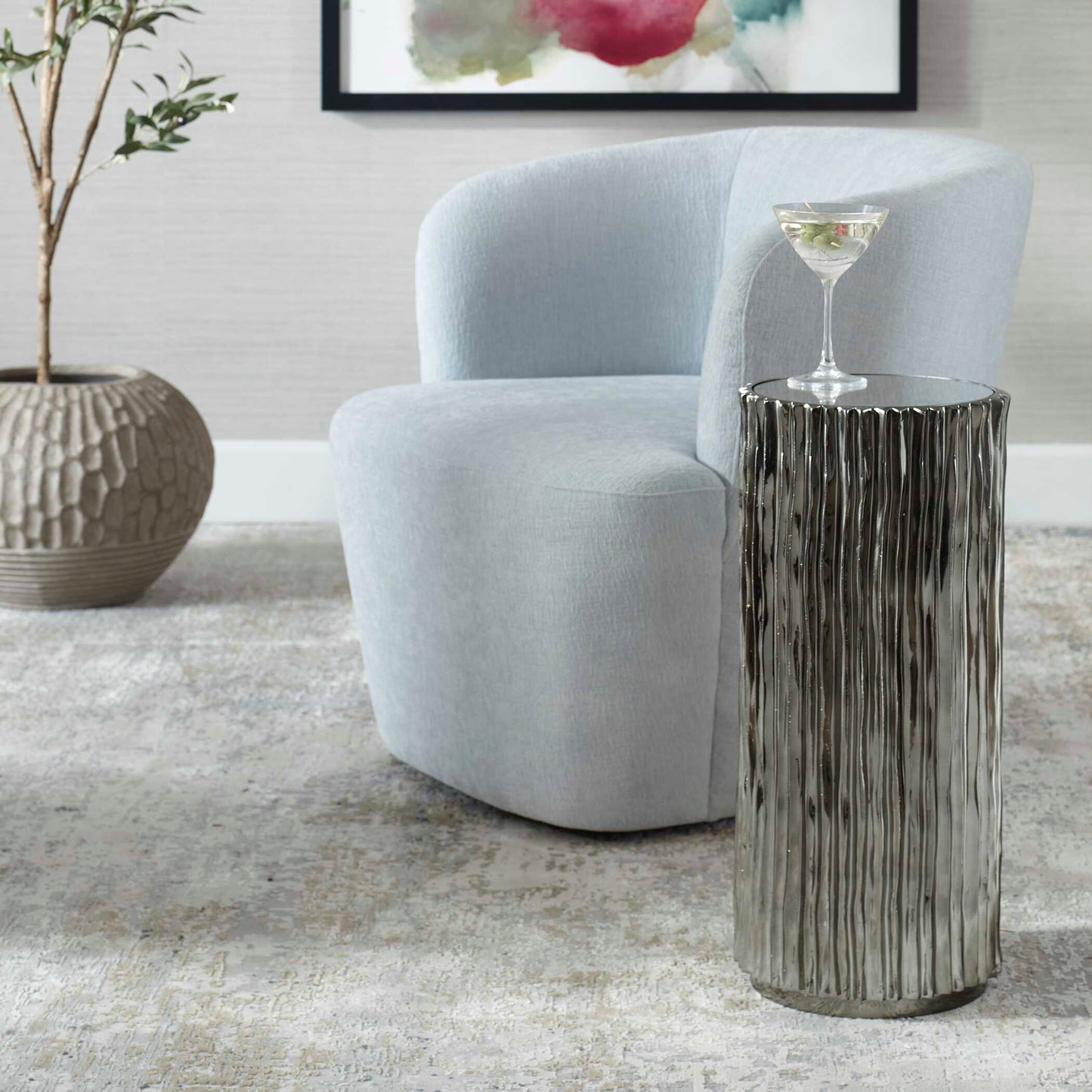 Uttermost Echo Modern Nickel Drink Table