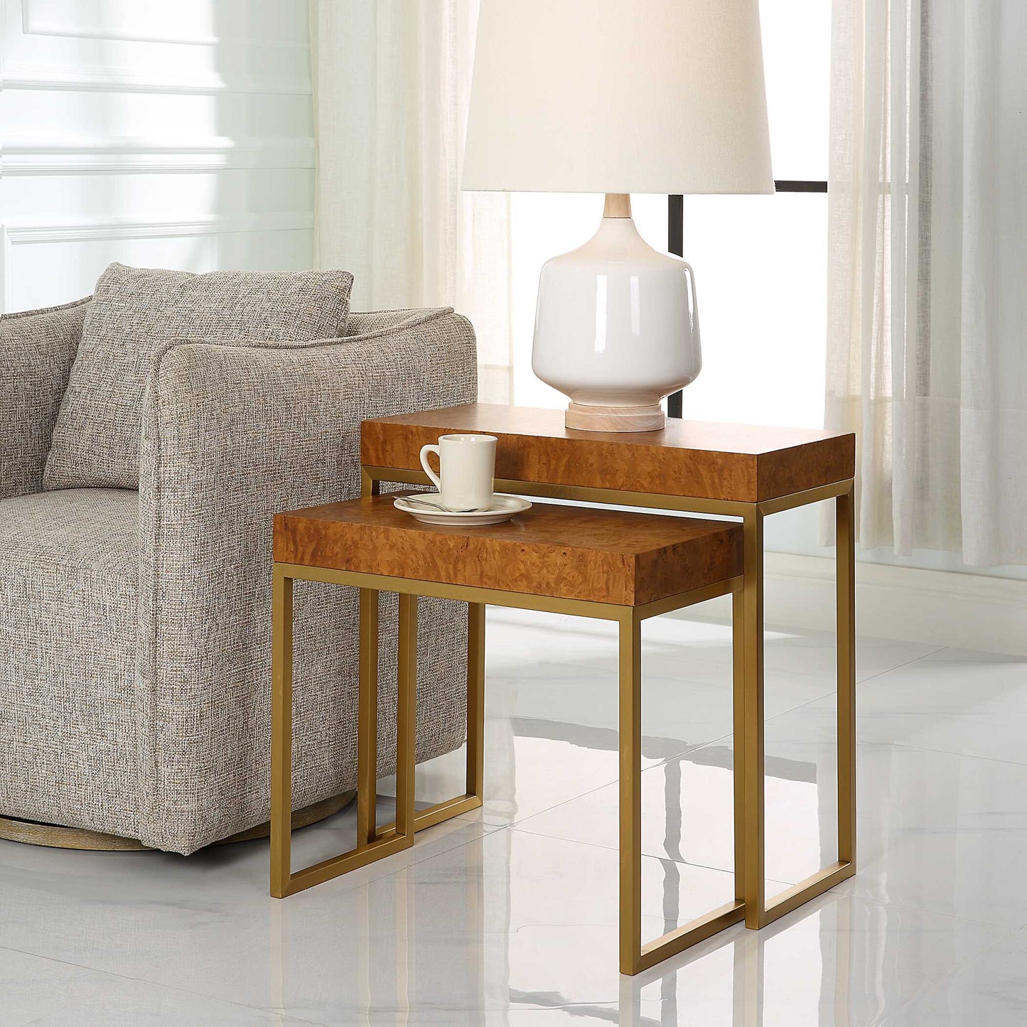 Uttermost Burl-esque Wooden Nesting Tables Set/2