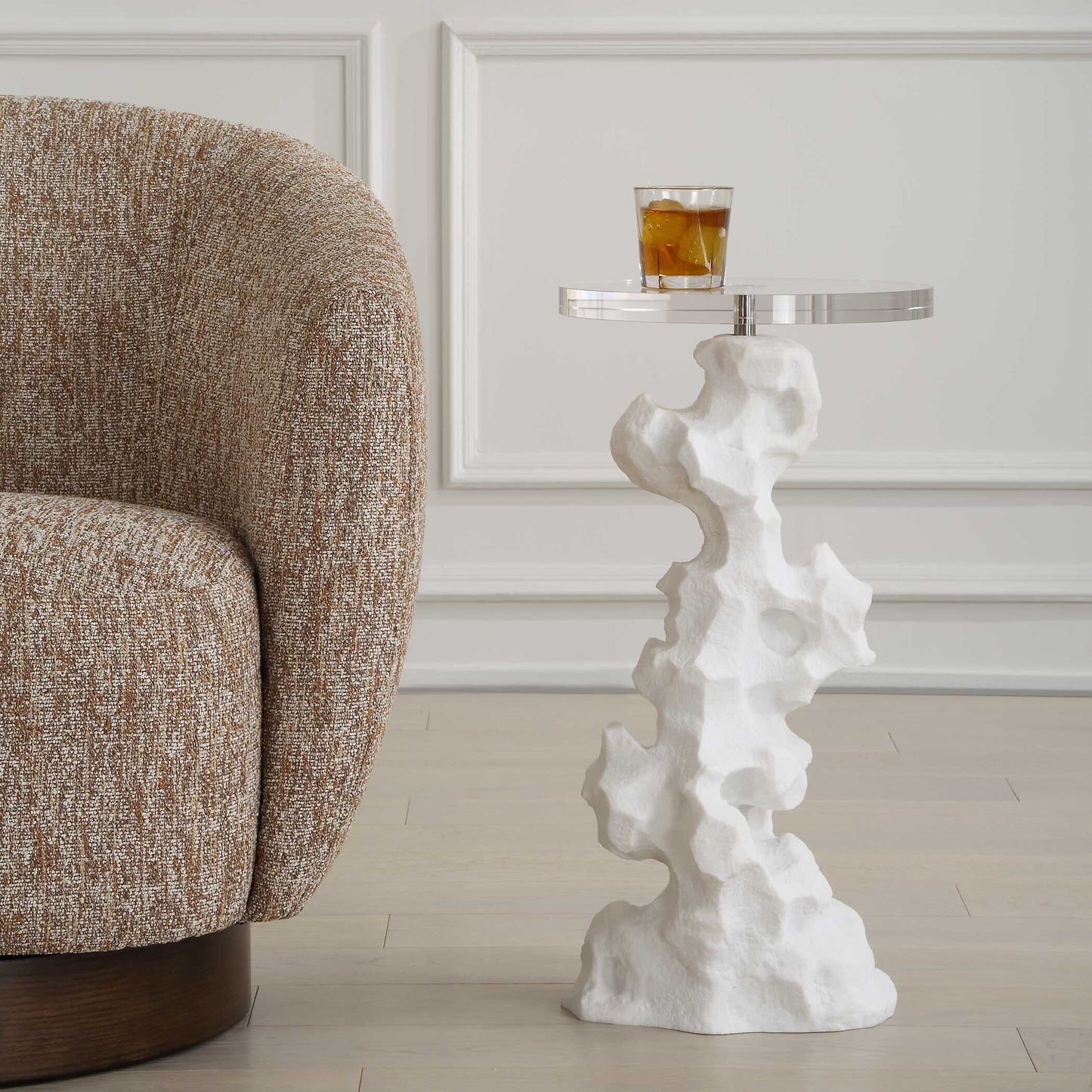 Uttermost Remnant White Stone Drink Table