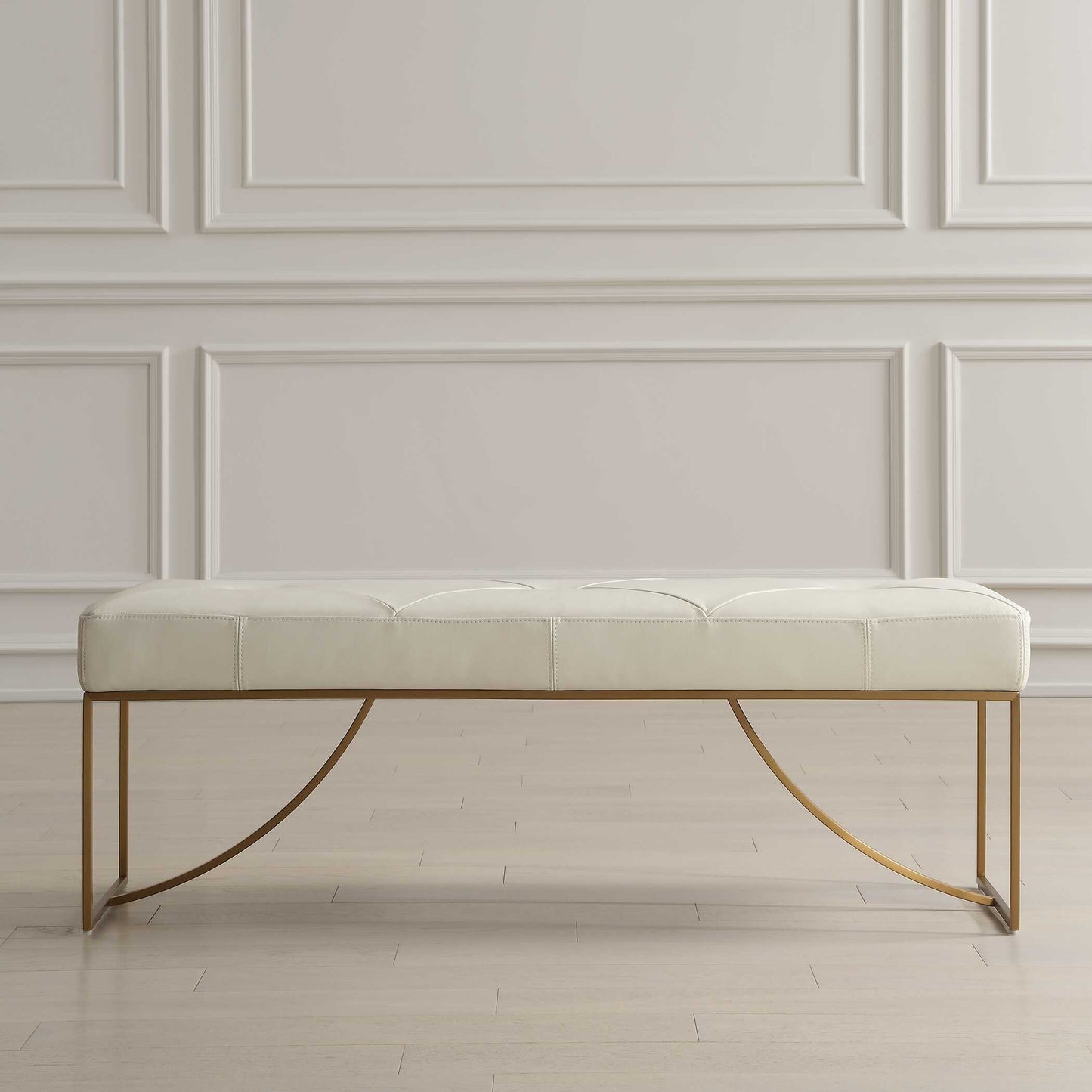 Uttermost Swale Ivory Leather Bench