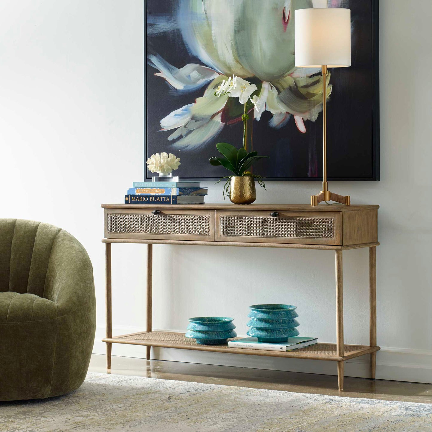 Uttermost Coast Rattan Console Table