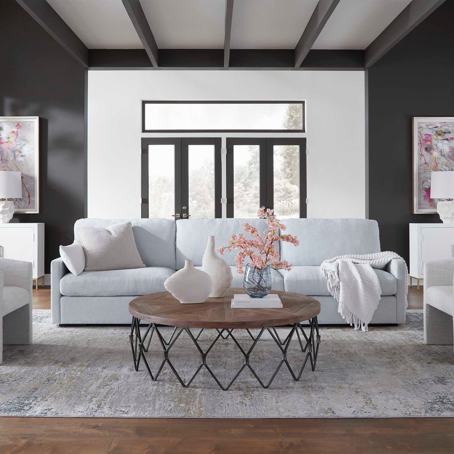 Uttermost Refuge Cloud Blue Arm Facing Sofa