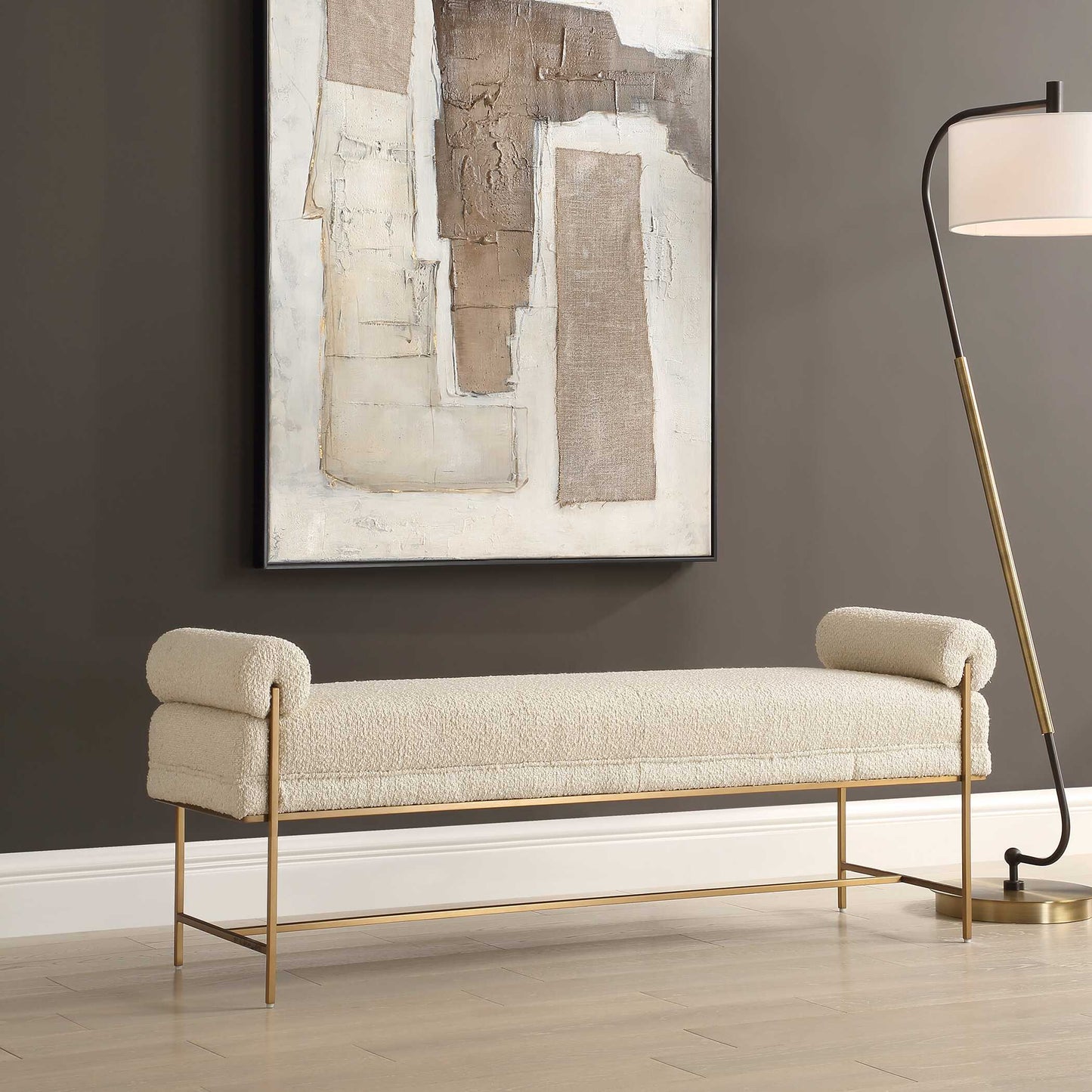 Uttermost Bolster Pearl White Bench