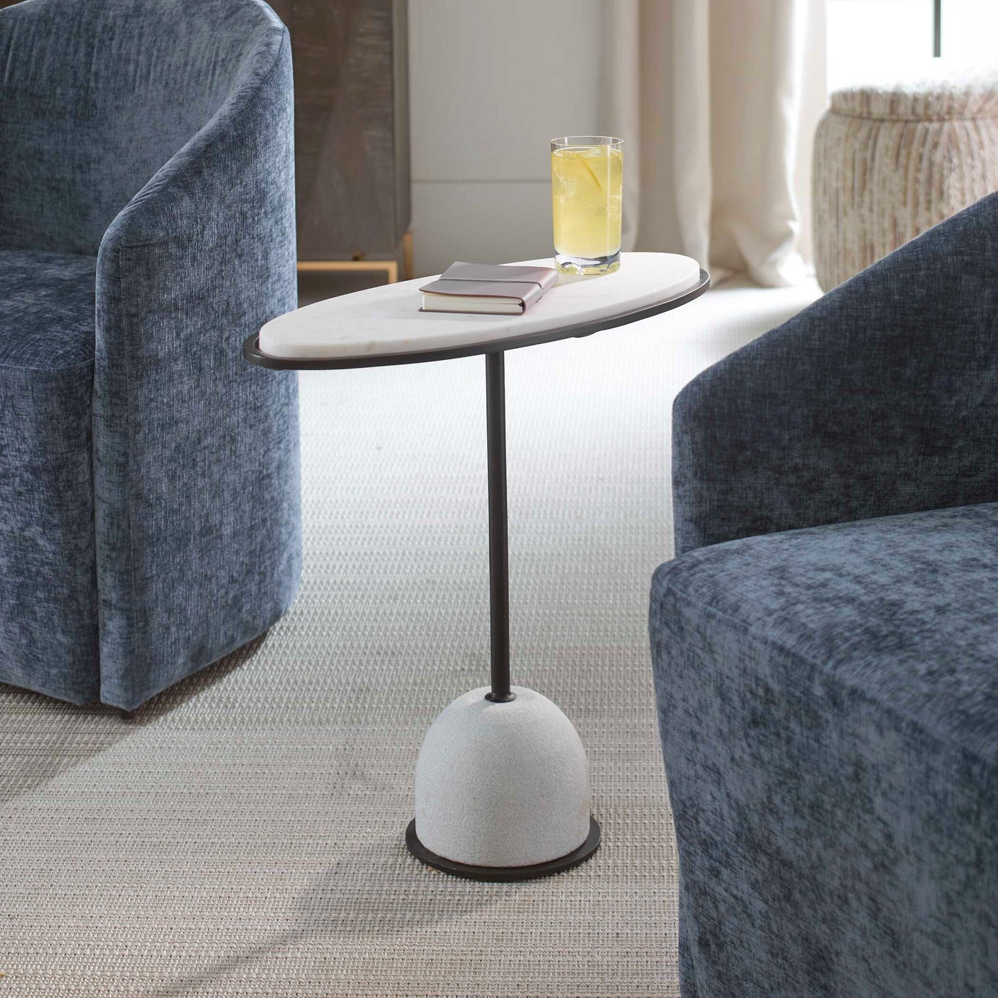 Uttermost Morro White Marble Side Table