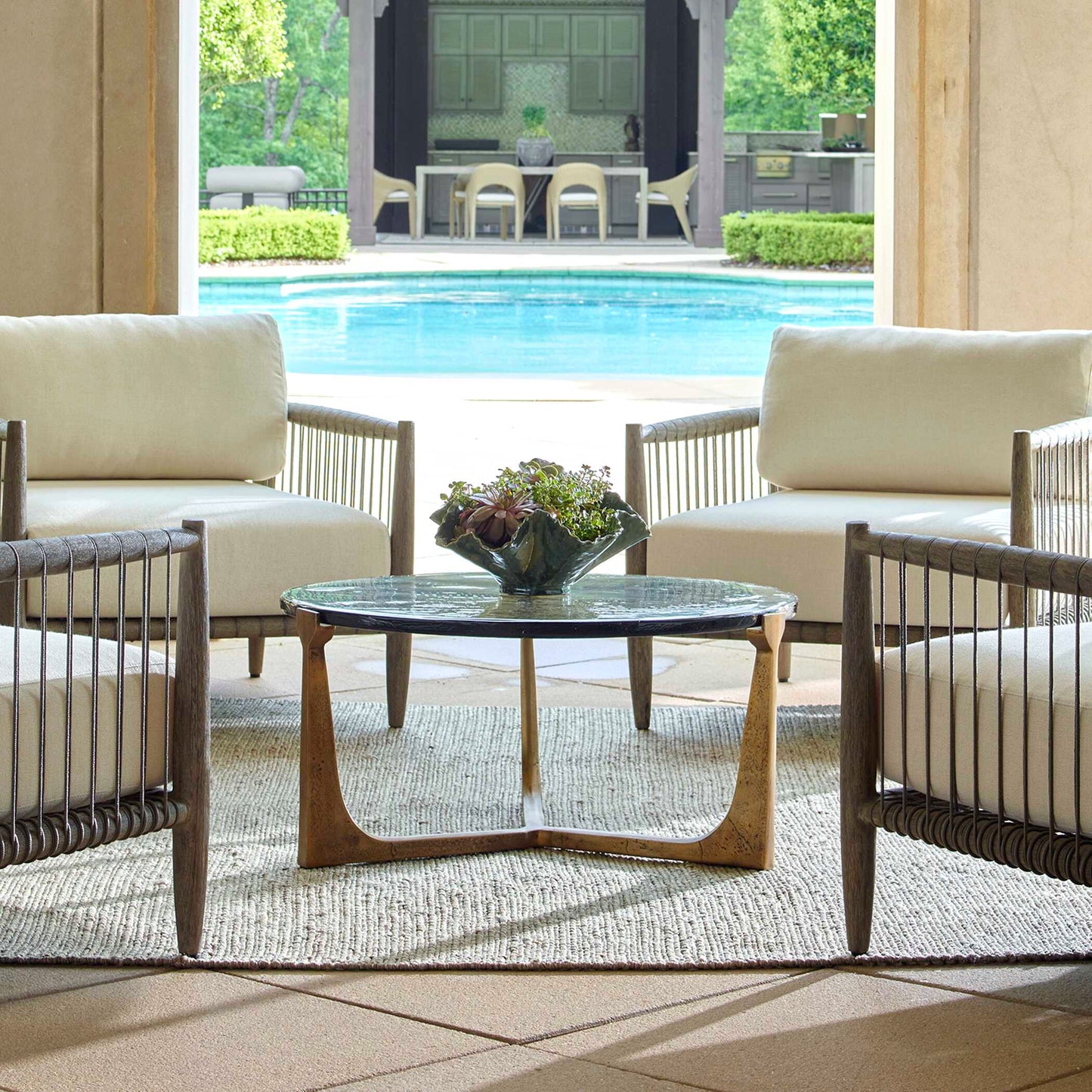 Uttermost Bohdi Outdoor Brass Coffee Table
