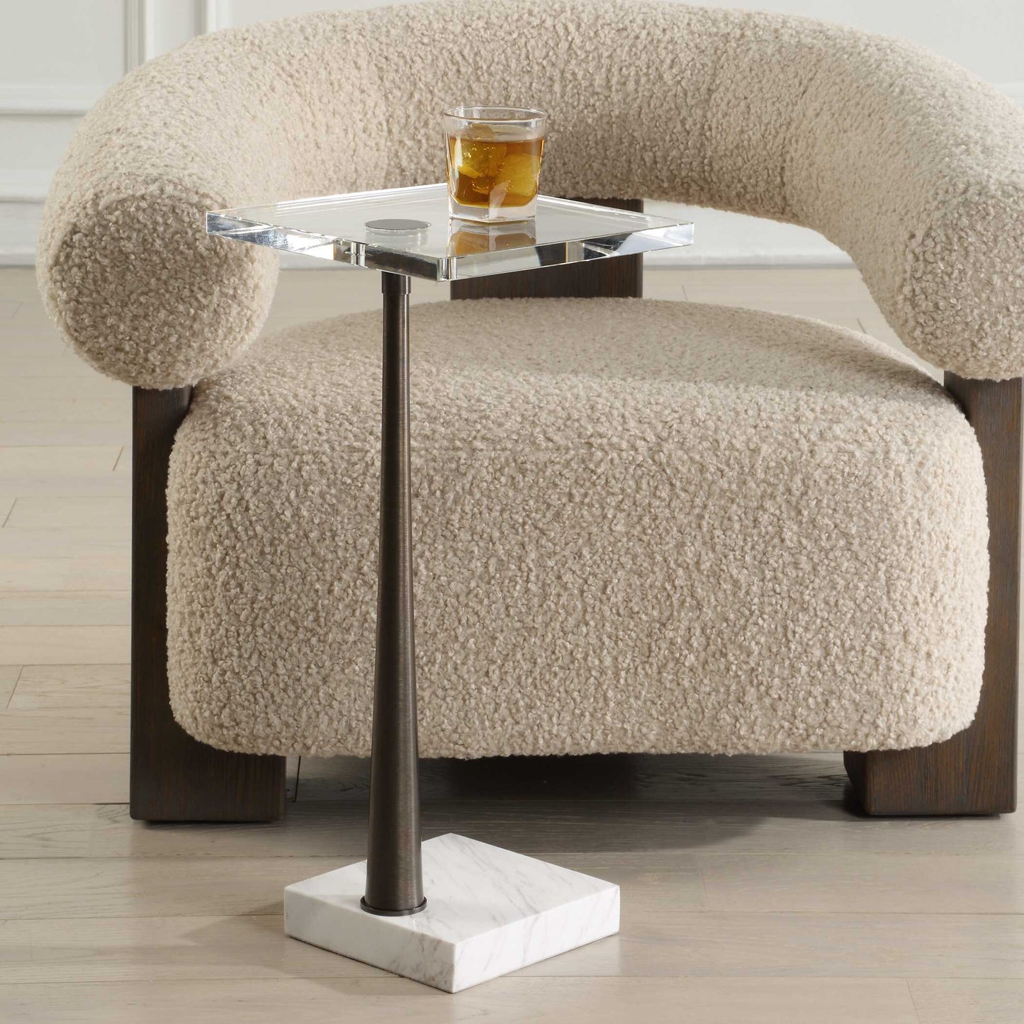 Uttermost Pelton Marble Glass Drink Table
