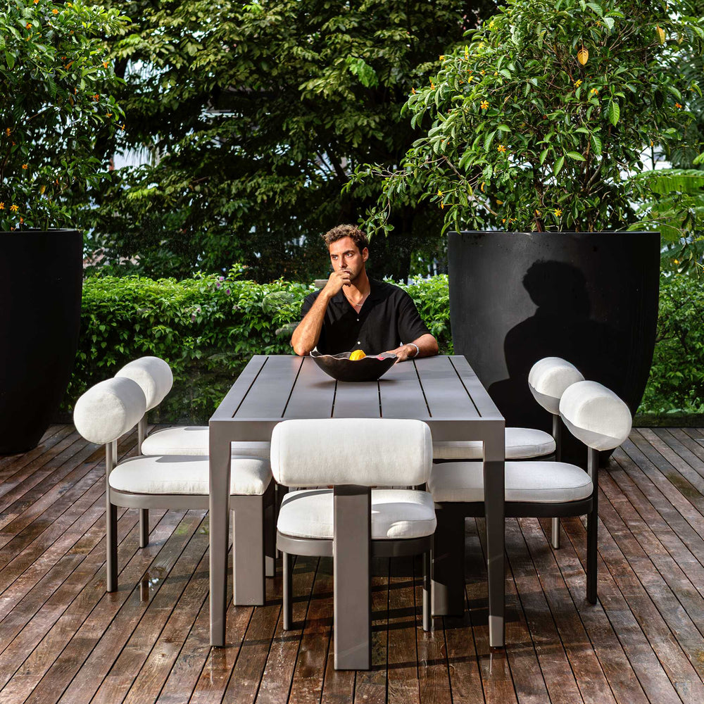 
                      
                        Bolster Back White Outdoor Dining Chair
                      
                    