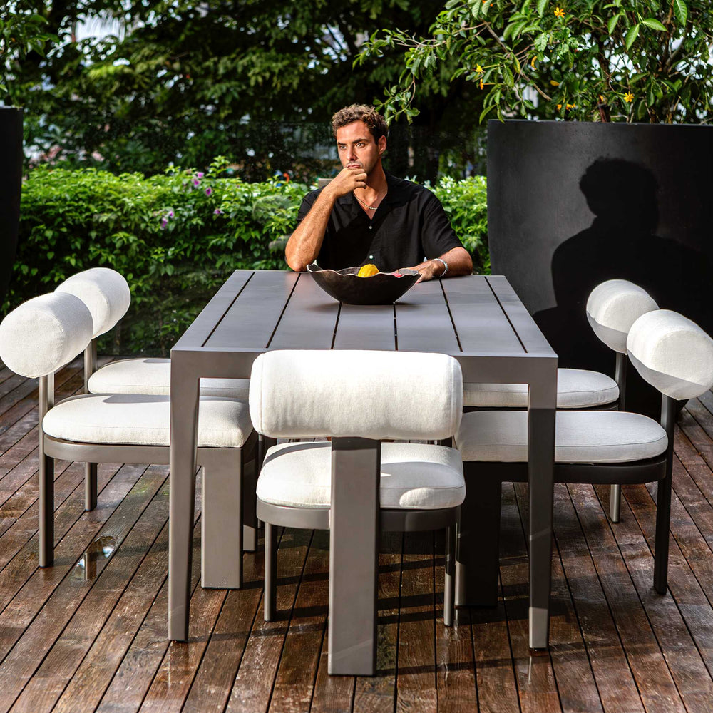 
                      
                        Bolster Back White Outdoor Dining Chair
                      
                    