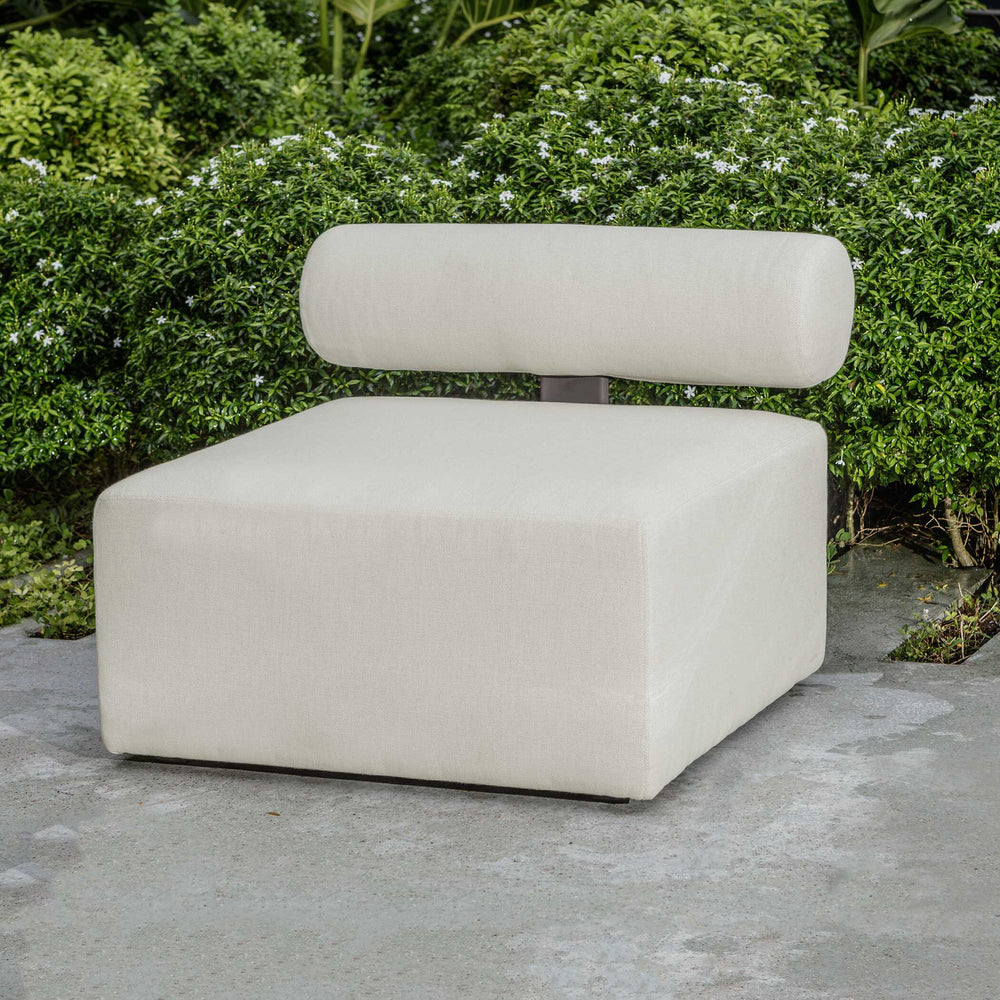 
                      
                        Bolster Back White Armless Outdoor Sofa
                      
                    