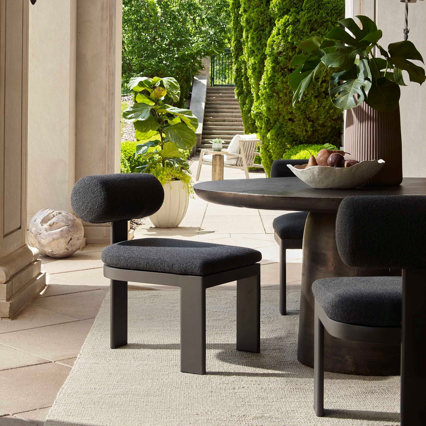 Uttermost Bolster Back Charcoal Outdoor Dining Chair