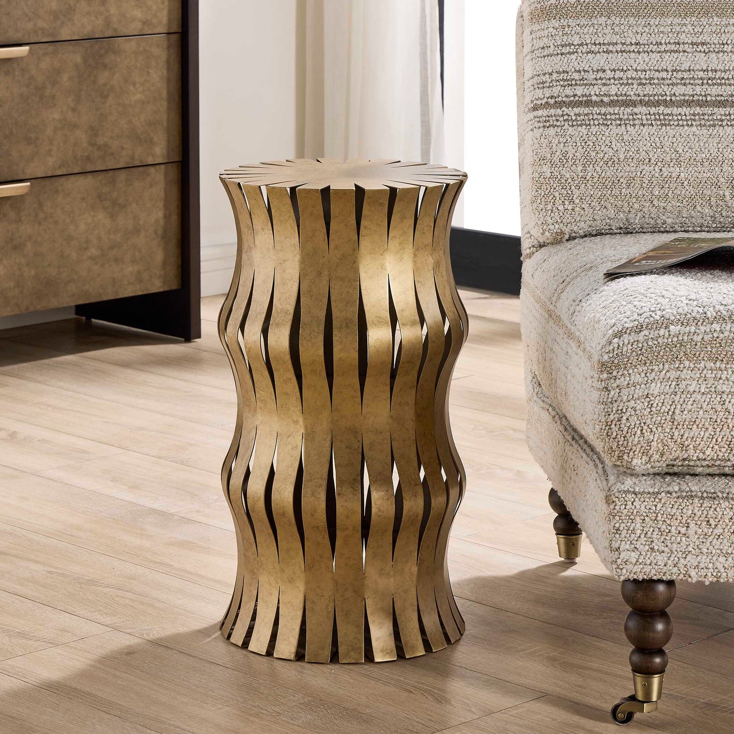 Uttermost Arida Aged Gold Accent Table