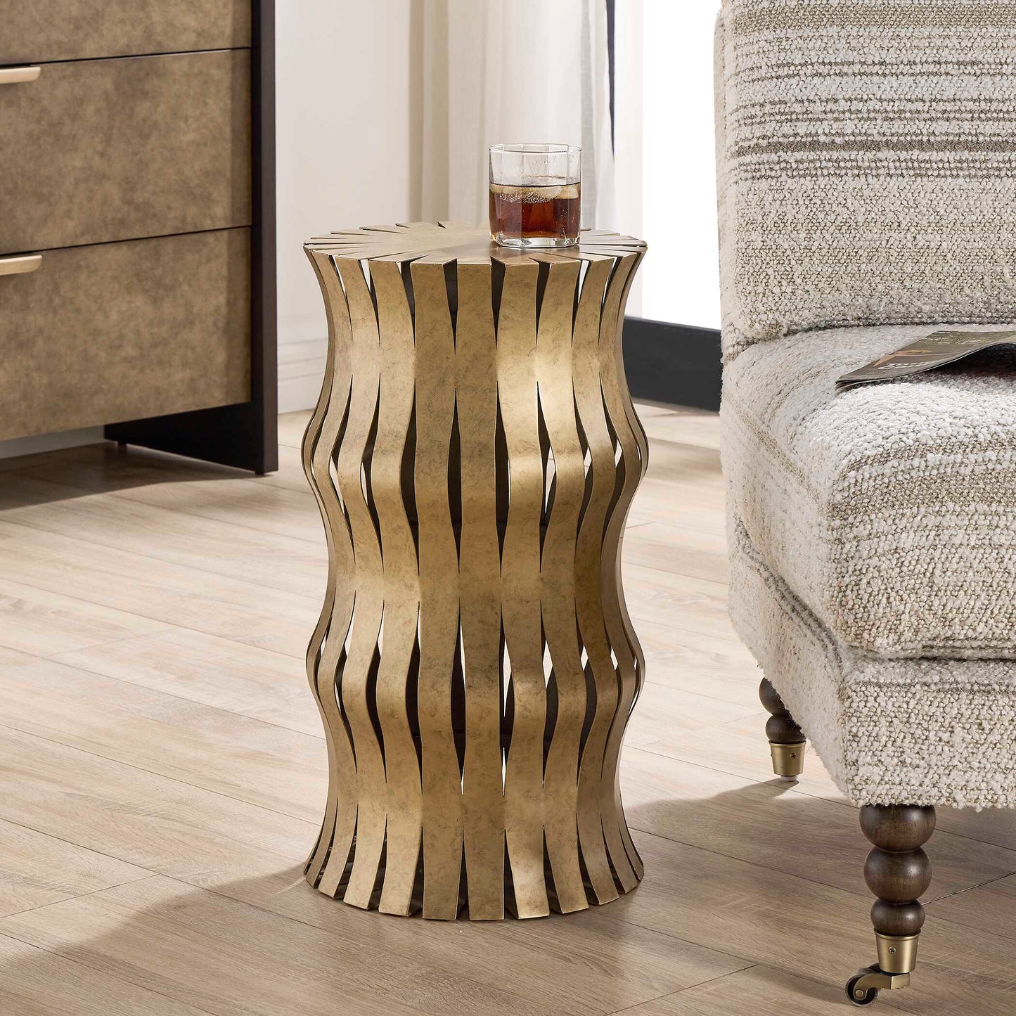 Uttermost Arida Aged Gold Accent Table