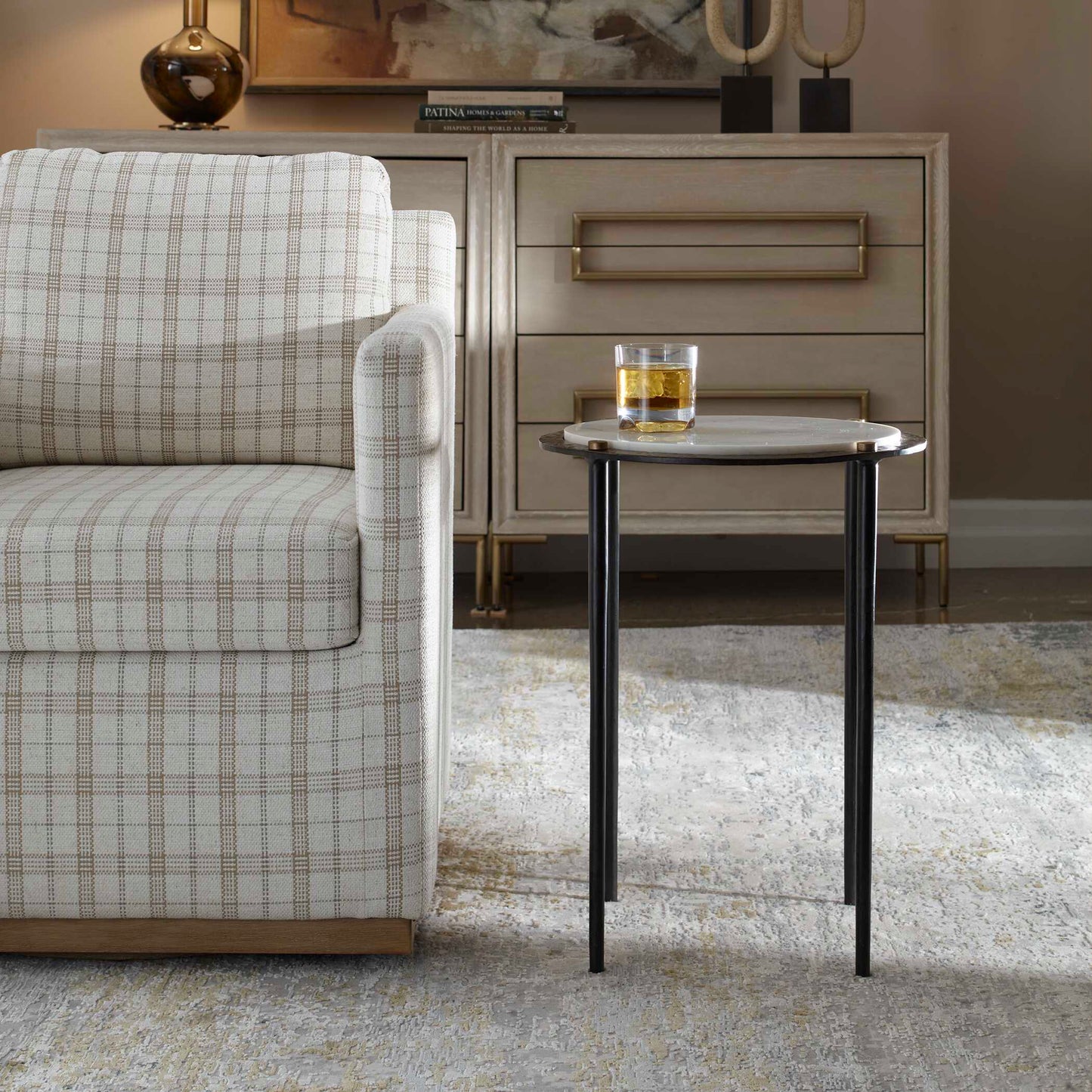 Uttermost Wren Round White Marble Accent Table