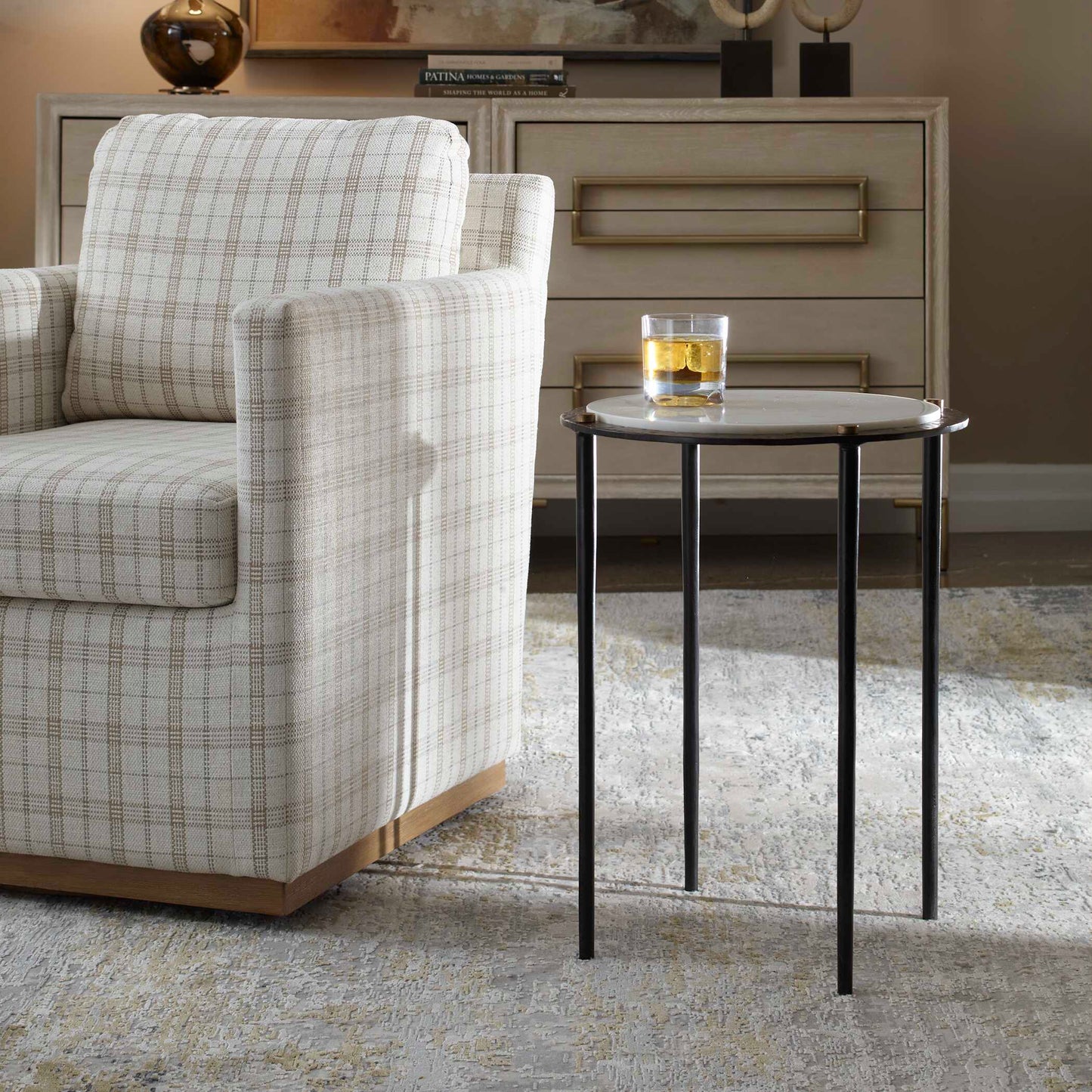 Uttermost Wren Round White Marble Accent Table