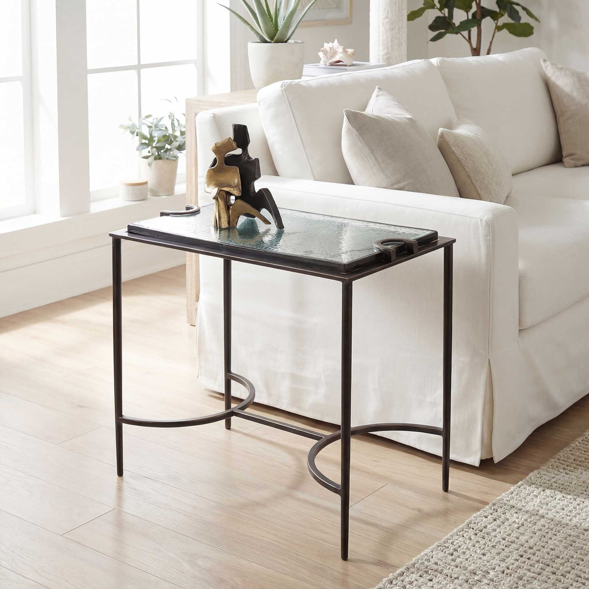 Eisen Textured Glass Accent Table