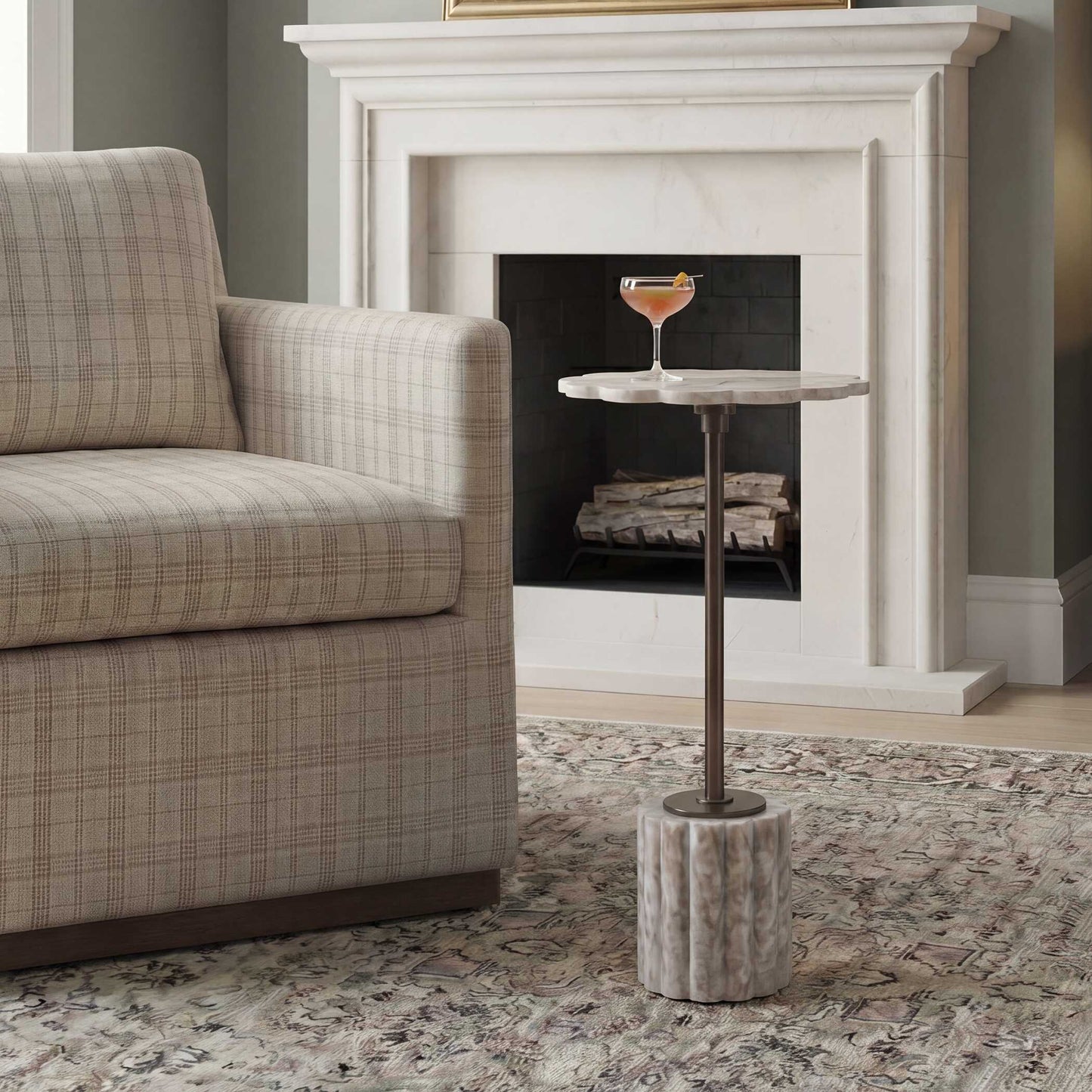Uttermost Lana Scalloped Marble Drink Table