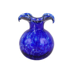 Hibiscus Glass Cobalt Tortoiseshell Bud Fluted Vase