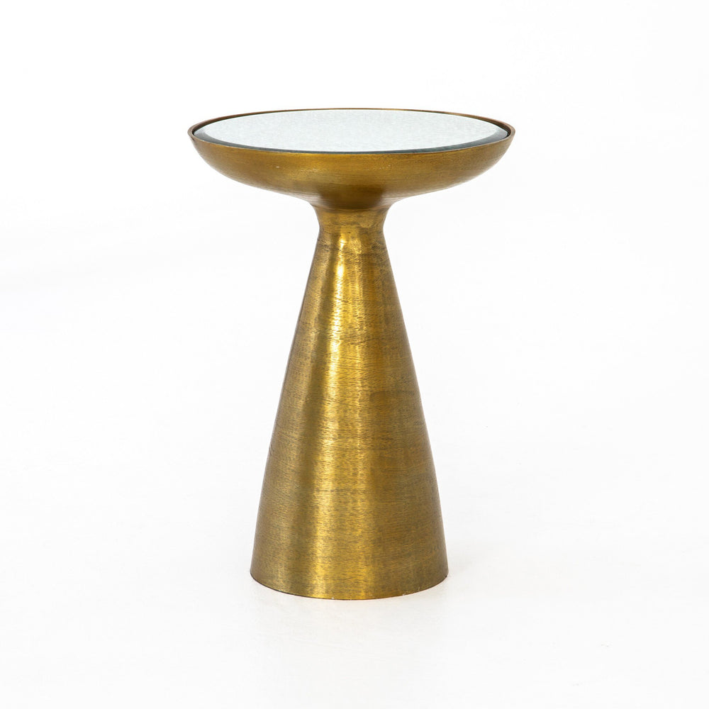 Marlow Mod Pedestal Table Brushed Brass - Ash Glass