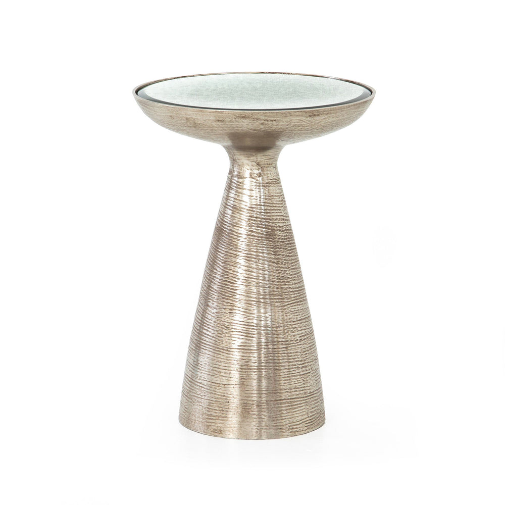 Marlow Mod Pedestal Table Brushed Nickel - Ash Glass