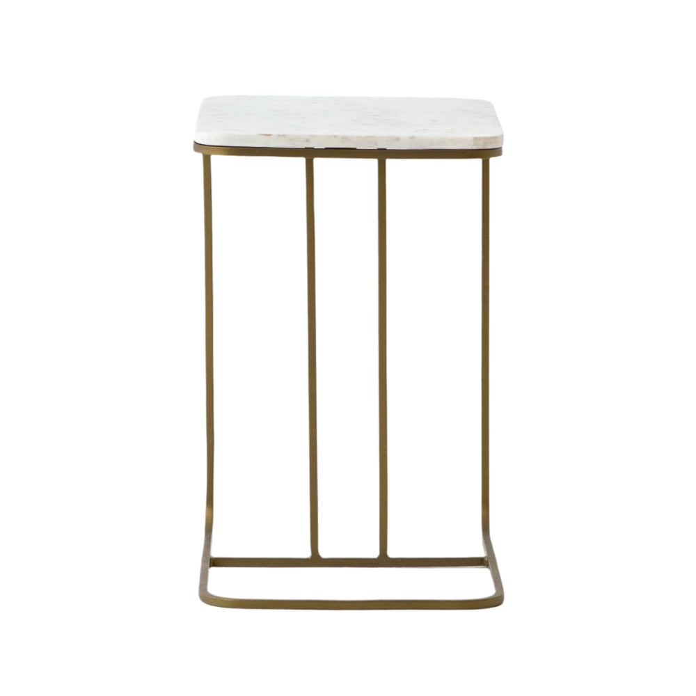 Adalley C Table - Polished White Marble