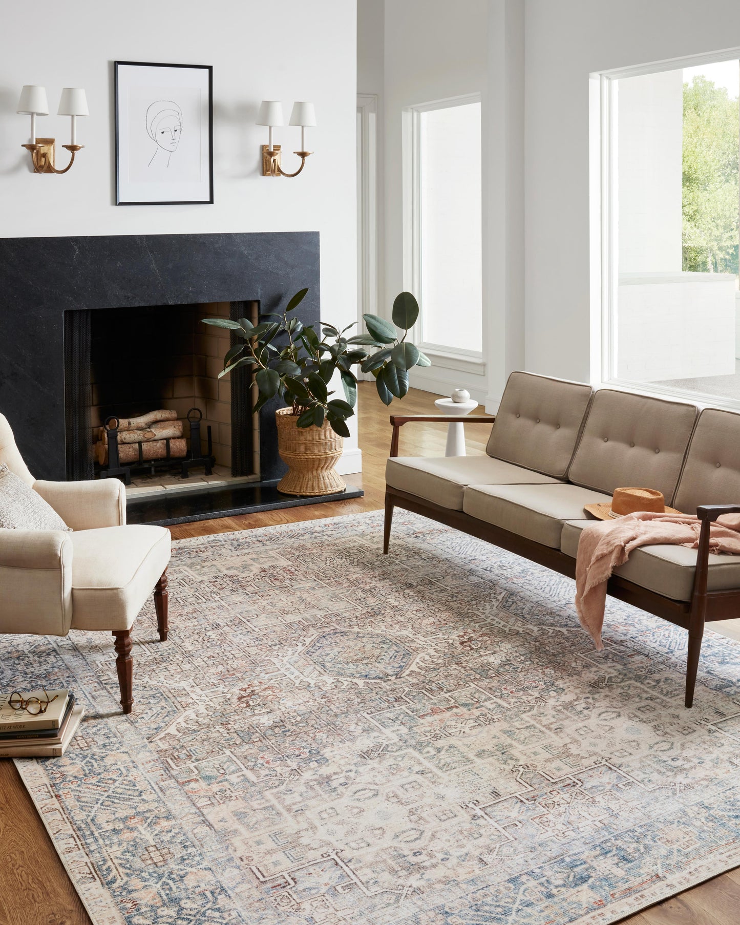 Chris Loves Julia x Loloi Jules Natural / Ocean 3'-6" x 5'-6" Accent Rug