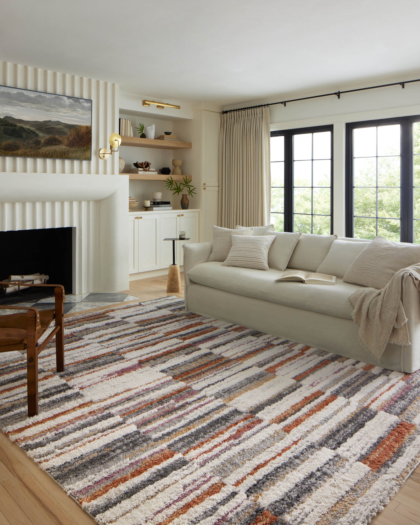 Loloi Levitt Shag Ivory / Sunset 4'-0" x 6'-0" Accent Rug