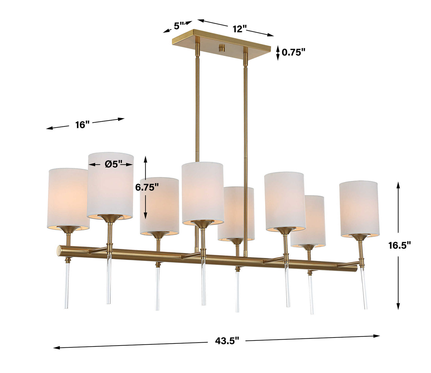Uttermost Awyr 8 Light Linear Chandelier