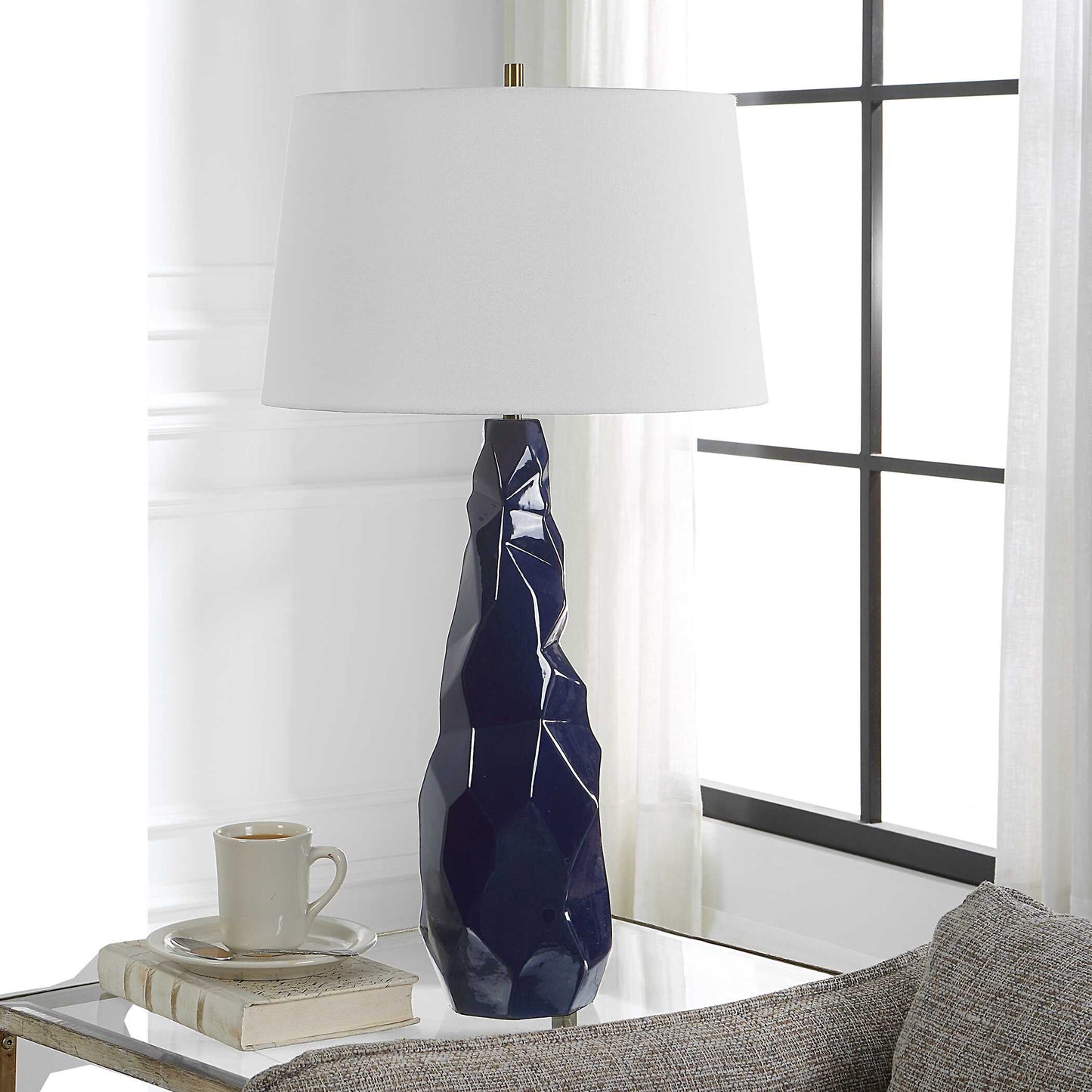 Uttermost Kavos Geometric Blue Table Lamp