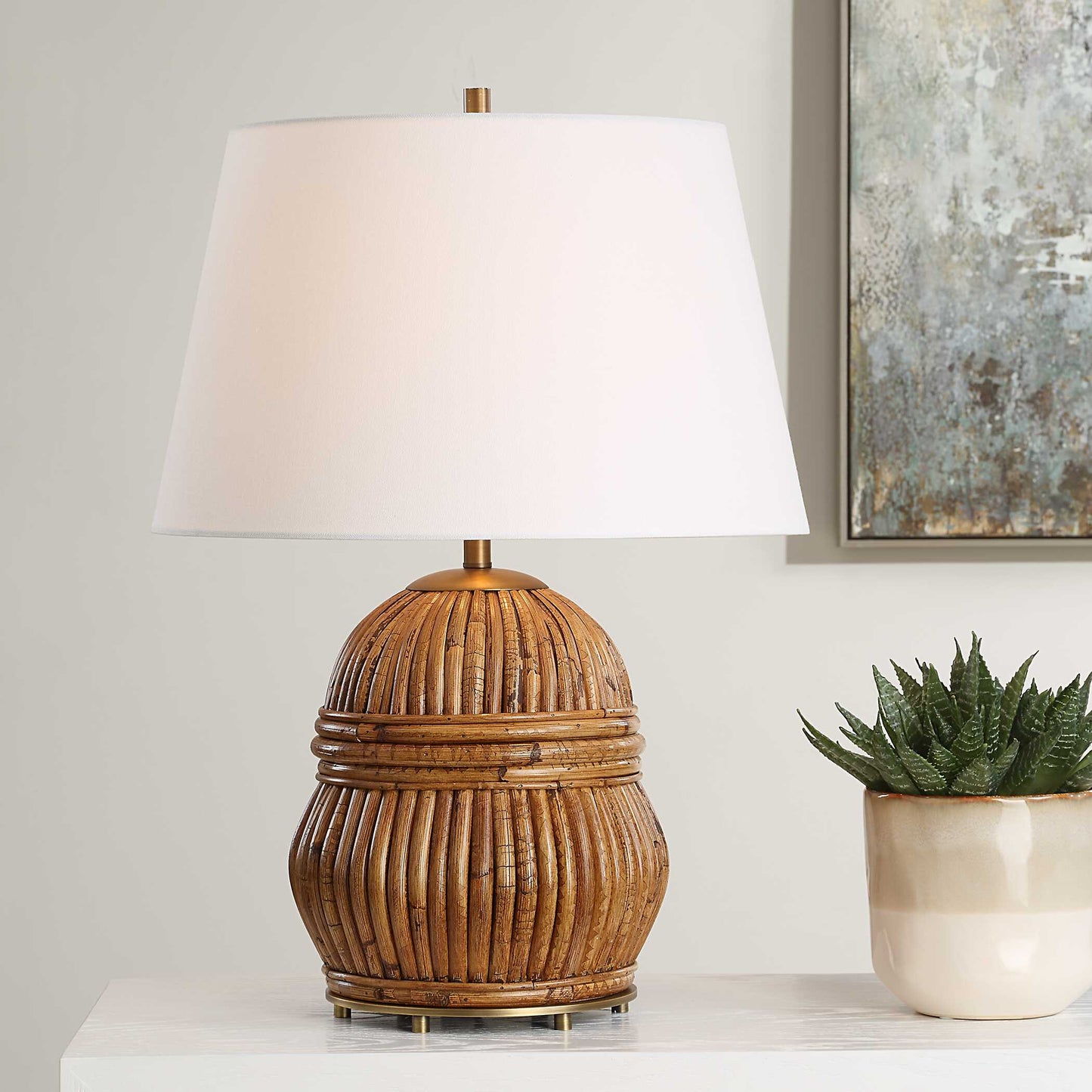 Uttermost Reed Honey Rattan Table Lamp