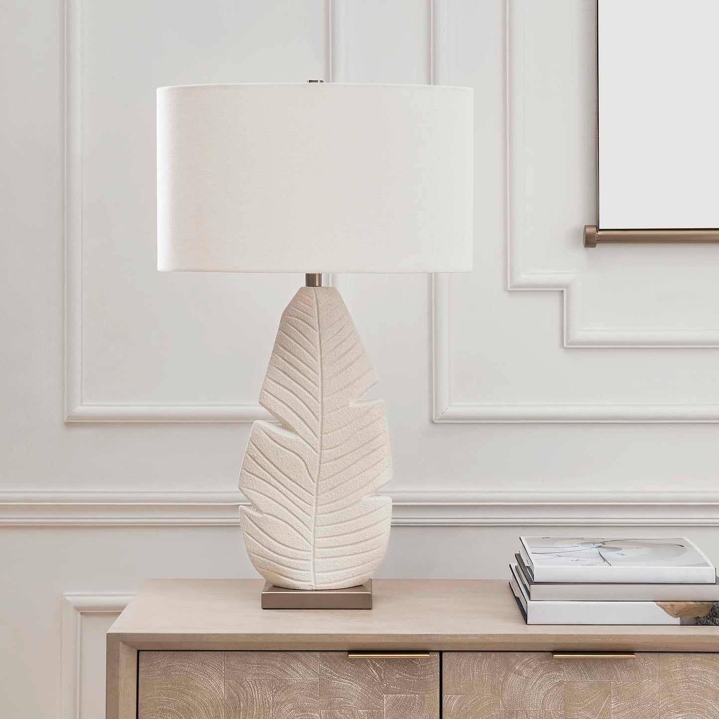 Uttermost Palm Leaf White Table Lamp
