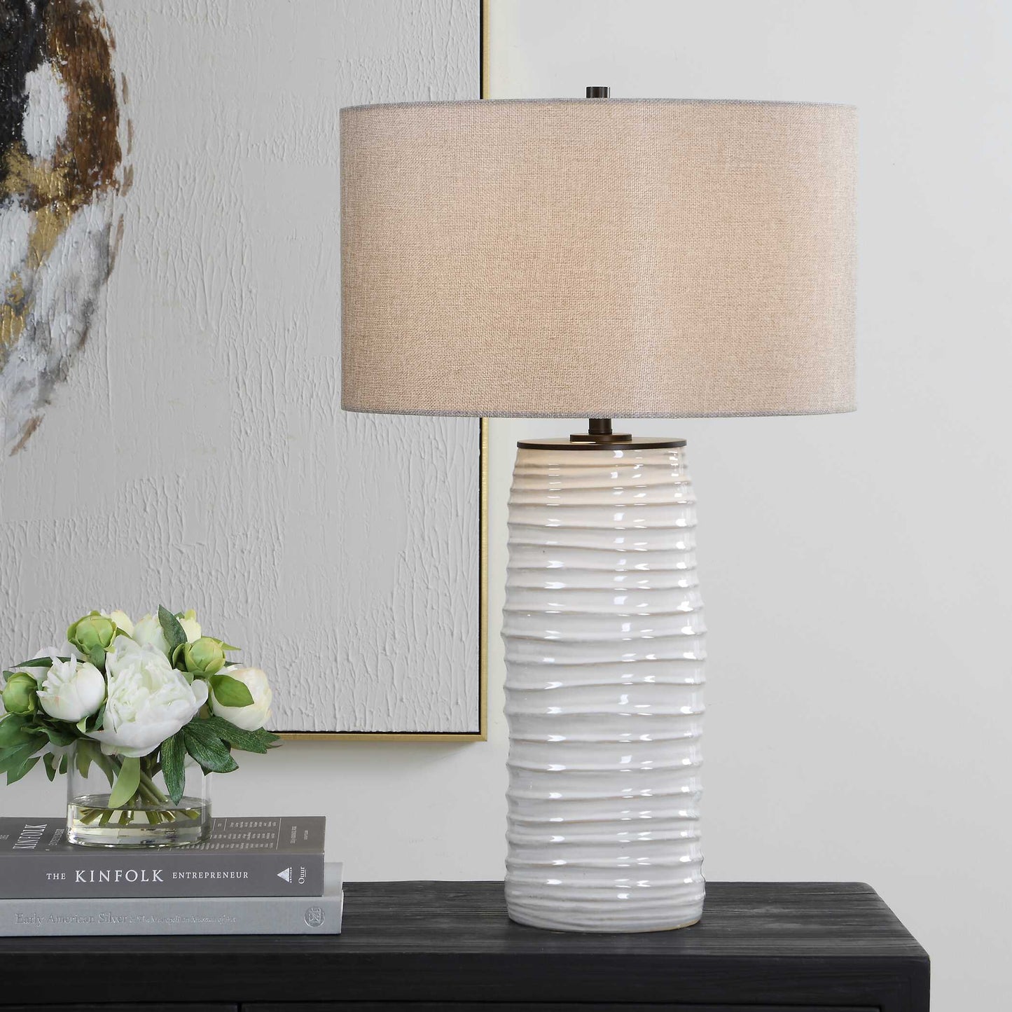 Uttermost Barat White Ceramic Table Lamp