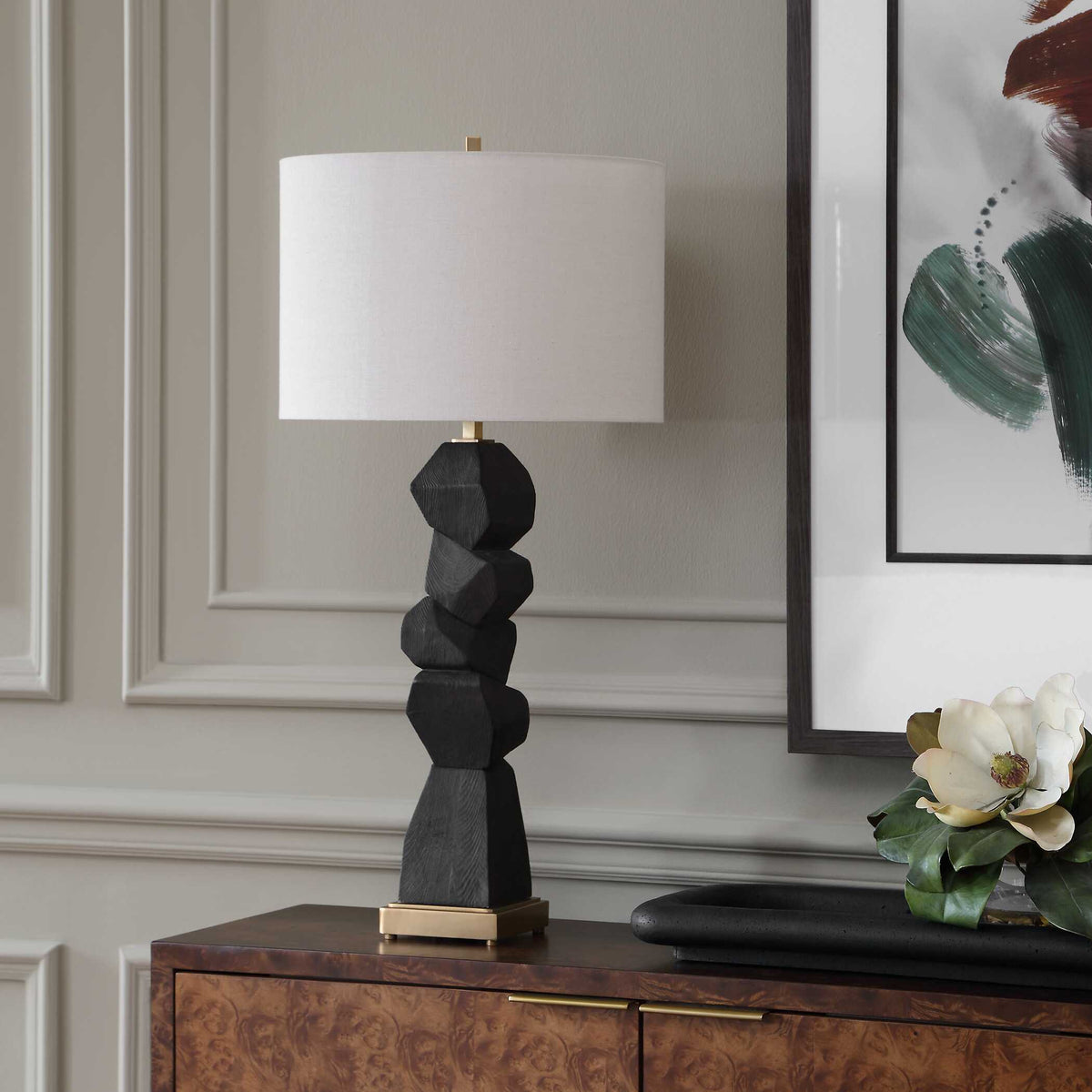 Demelo Stacked Wood Table Lamp