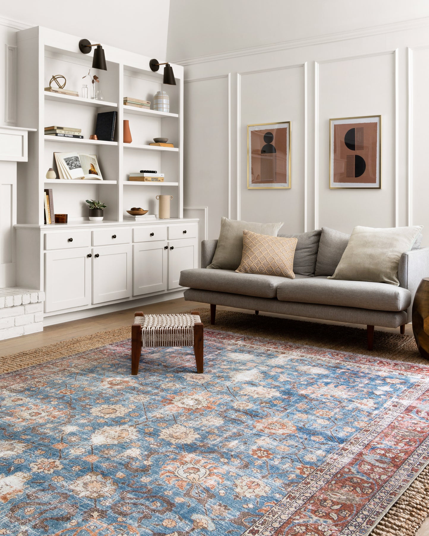 Loloi Loren Blue / Brick 7'-6" x 9'-6" Area Rug