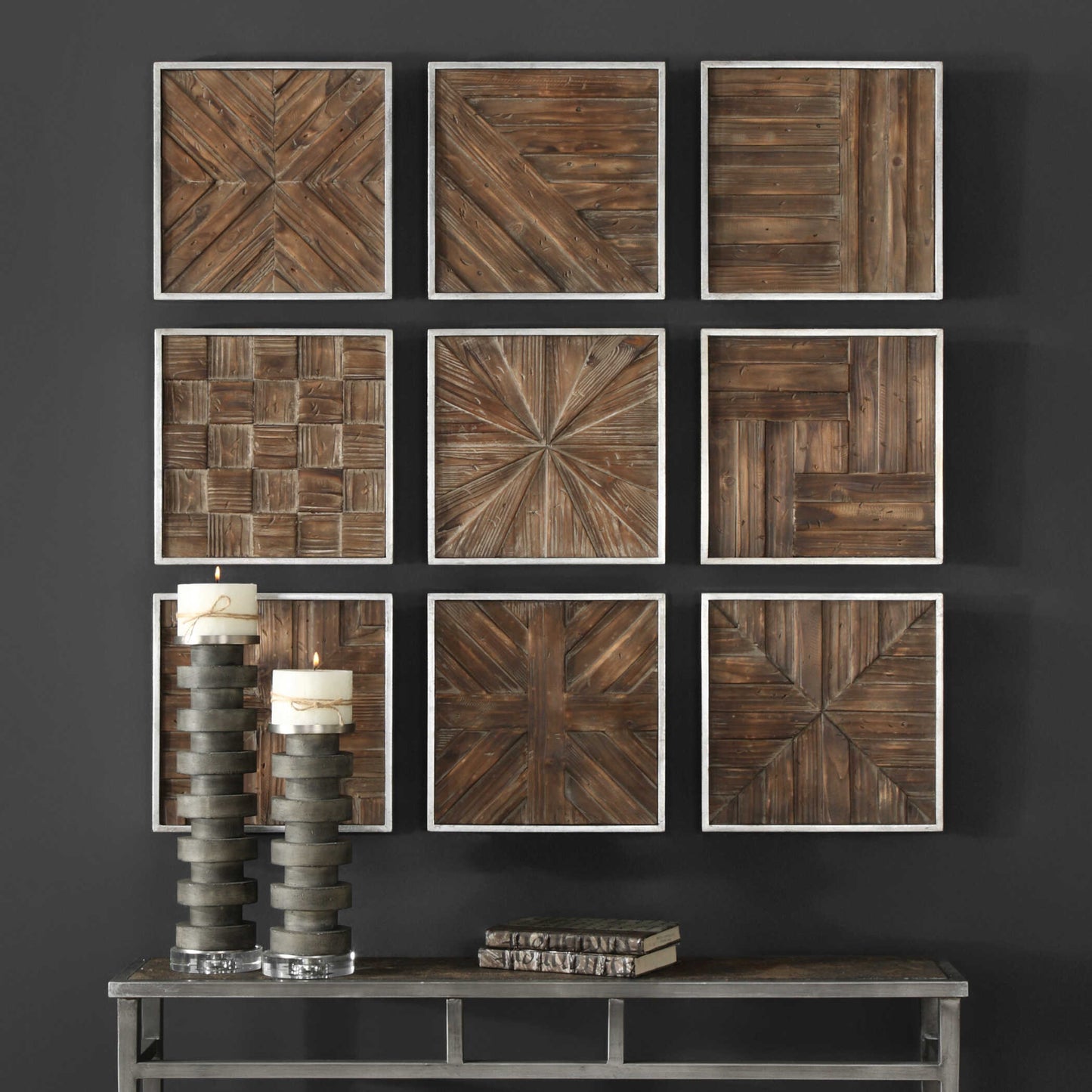Uttermost Bryndle Rustic Wooden Squares Set/9