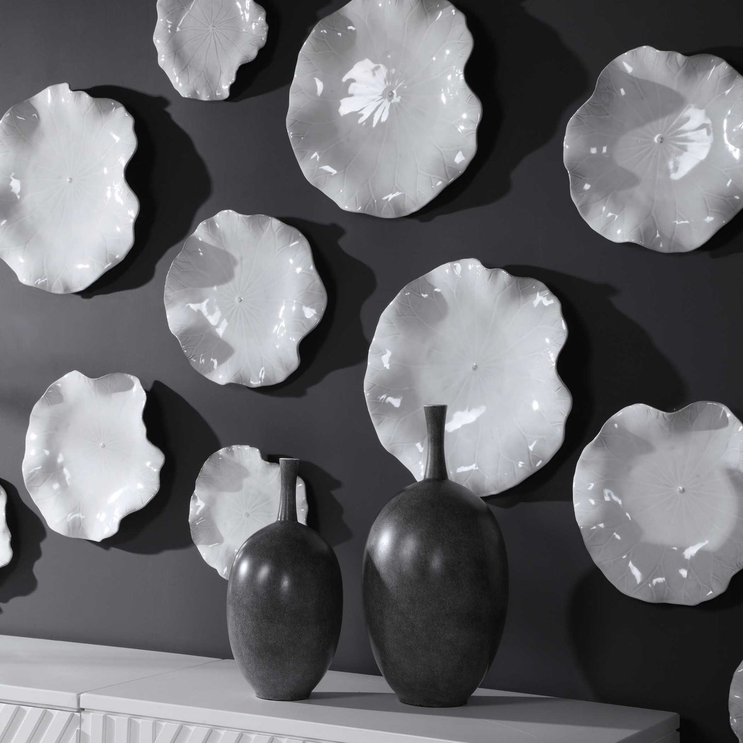 Uttermost Abella Ceramic Wall Decor Set/3 White