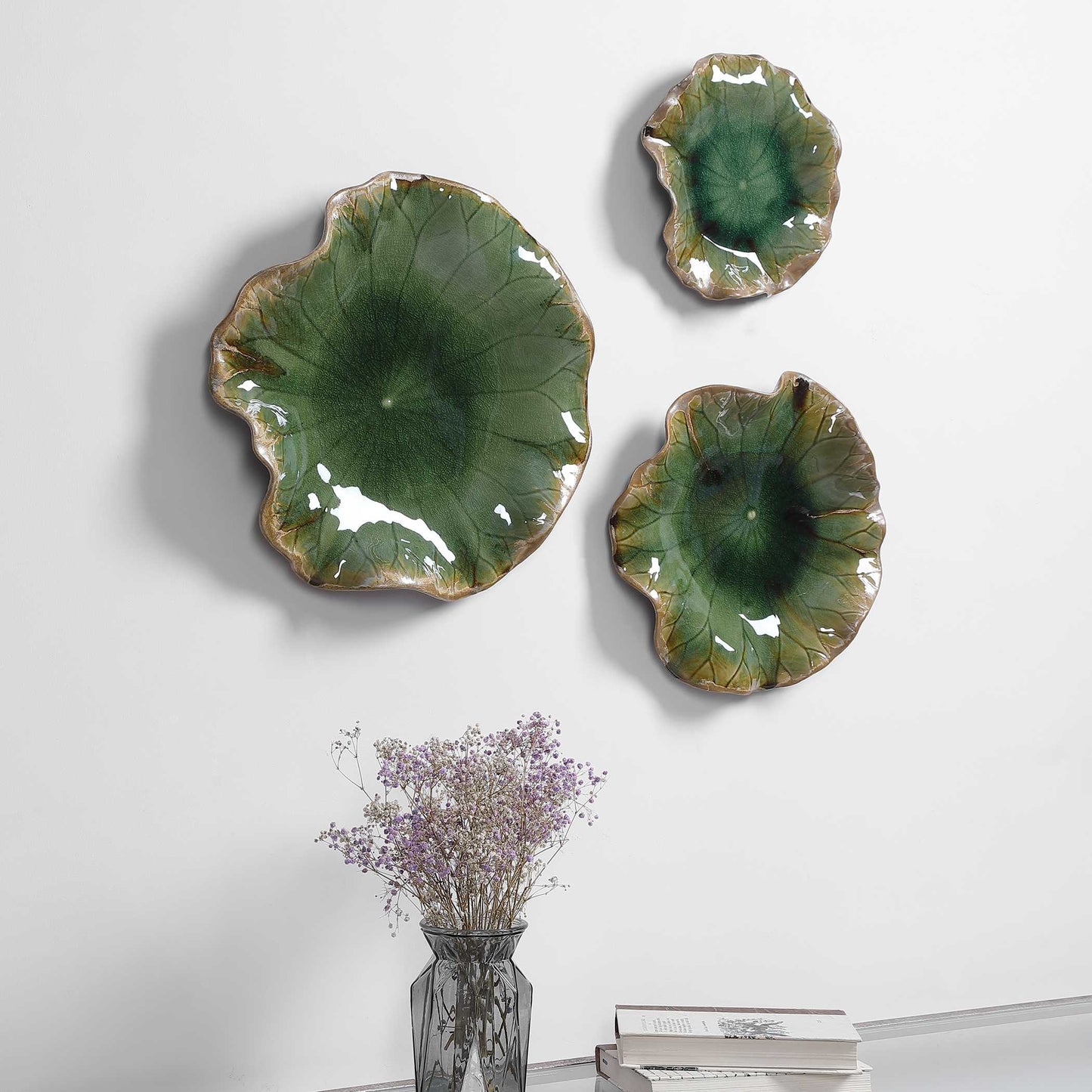 Uttermost Abella Green Ceramic Wall Decor Set/3