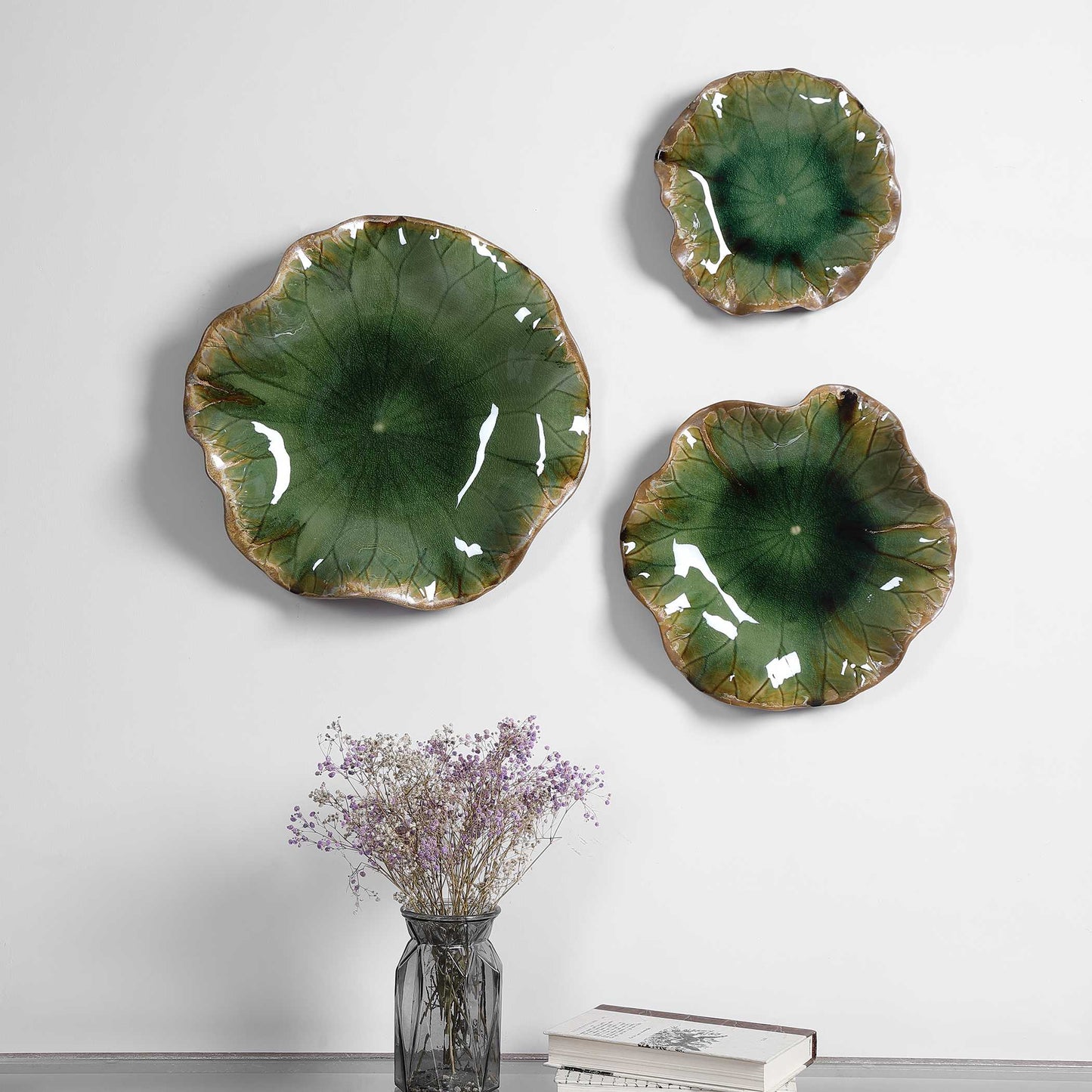Uttermost Abella Green Ceramic Wall Decor Set/3