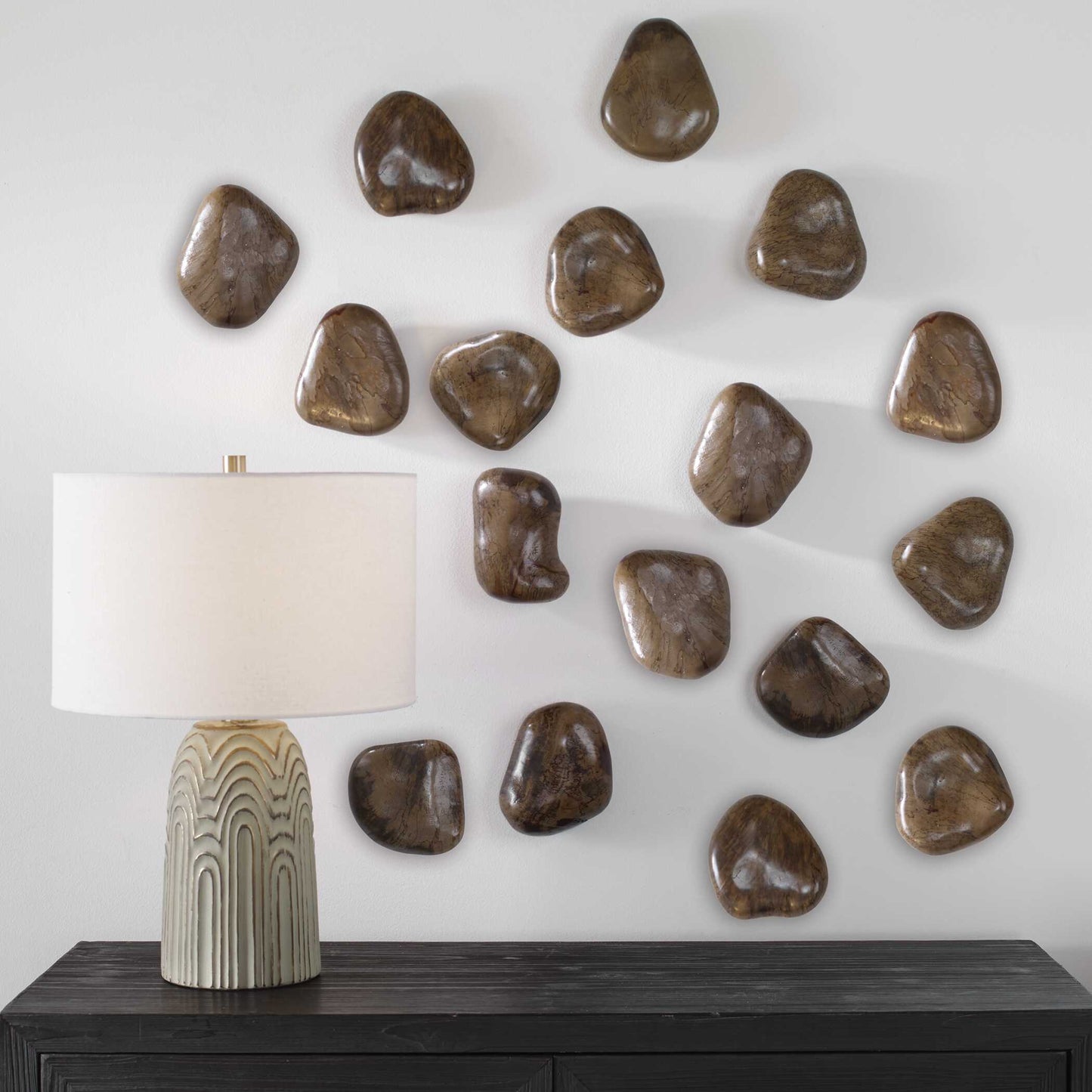 Uttermost Pebbles Walnut Wood Wall DÌĮÕÌâå©cor Set/9