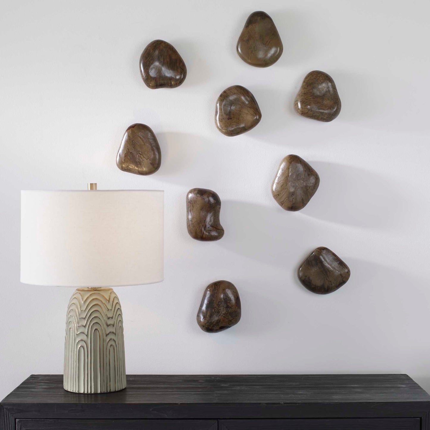 Uttermost Pebbles Walnut Wood Wall DÌĮÕÌâå©cor Set/9