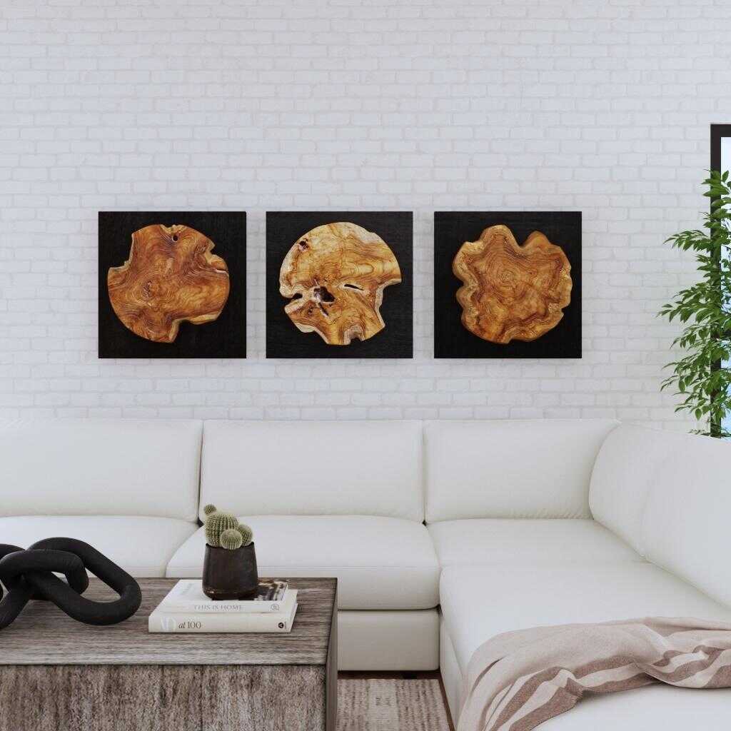 Uttermost Kolini Teak Wood Wall Decor Set/3