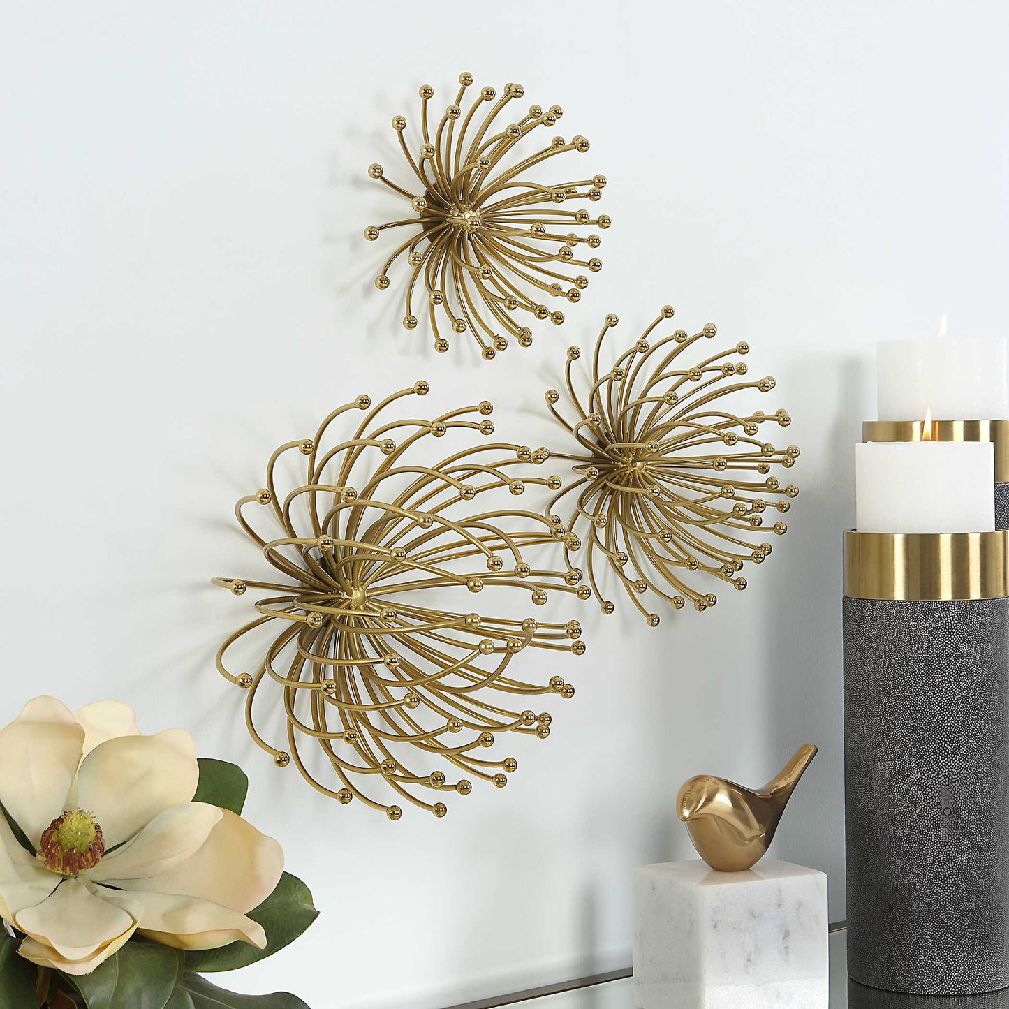 Uttermost Aga Gold Metal Wall Decor Set/3