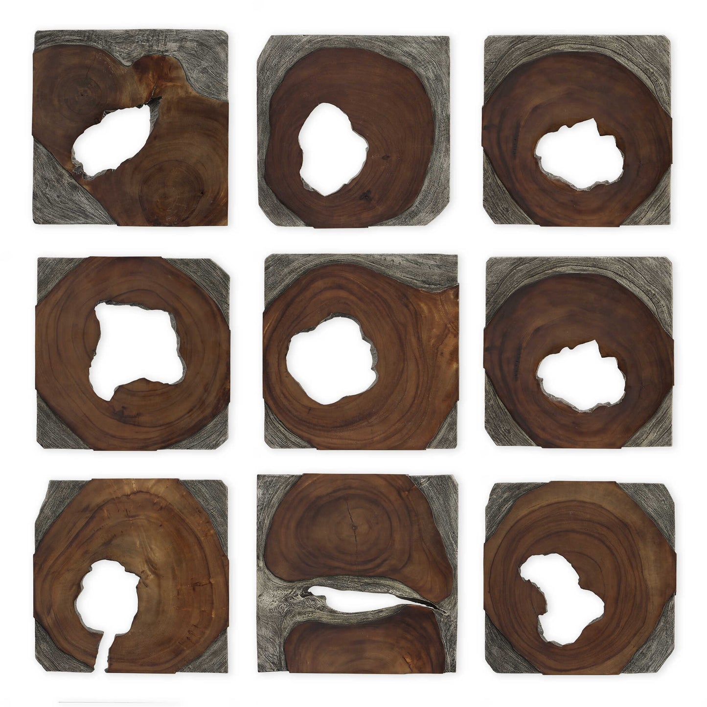 Uttermost Jungle Wood Paneled Wall Art Set/9