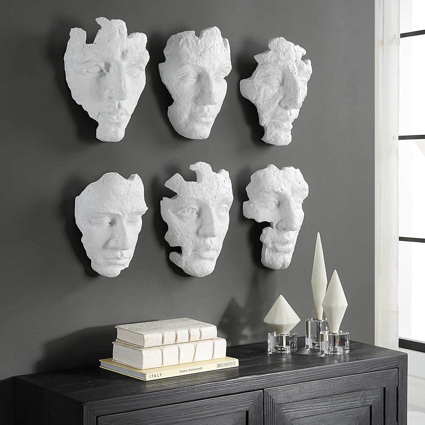 Uttermost Self-Portrait White Mask Wall Decor Set/6